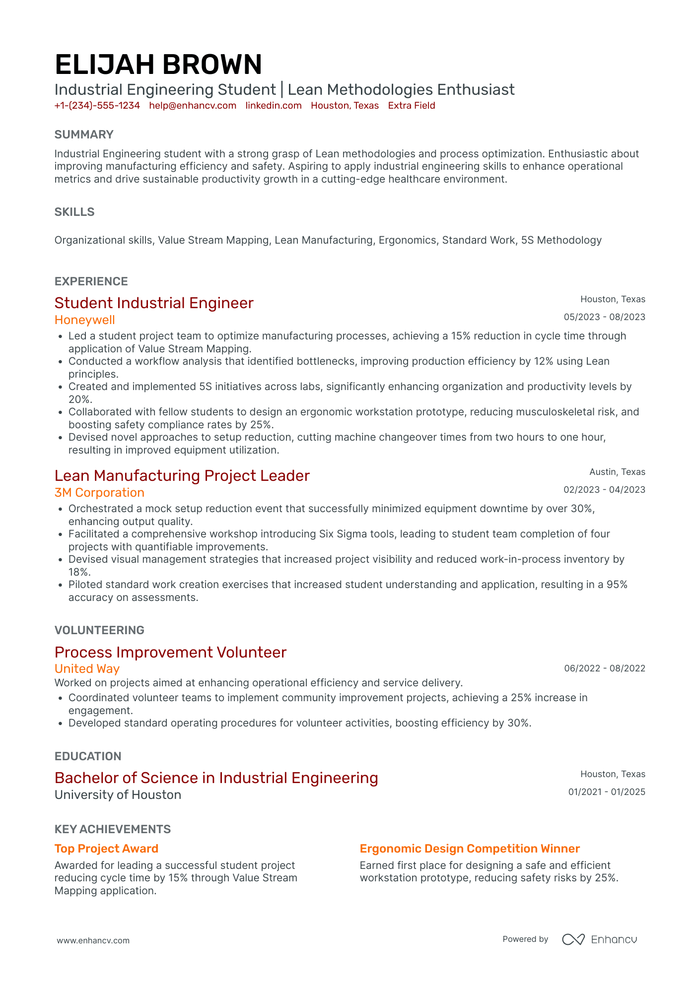 Biomedical Engineering Intern Resume Example