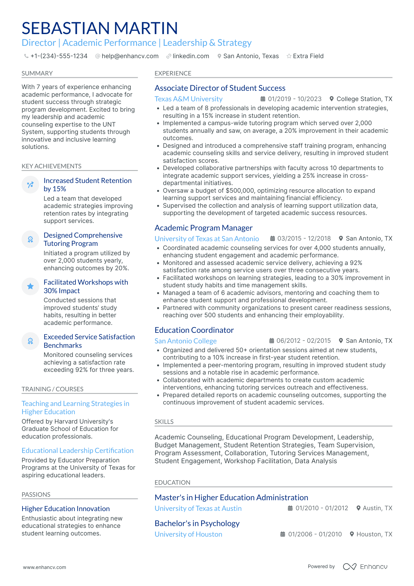 Academic Director Resume Example