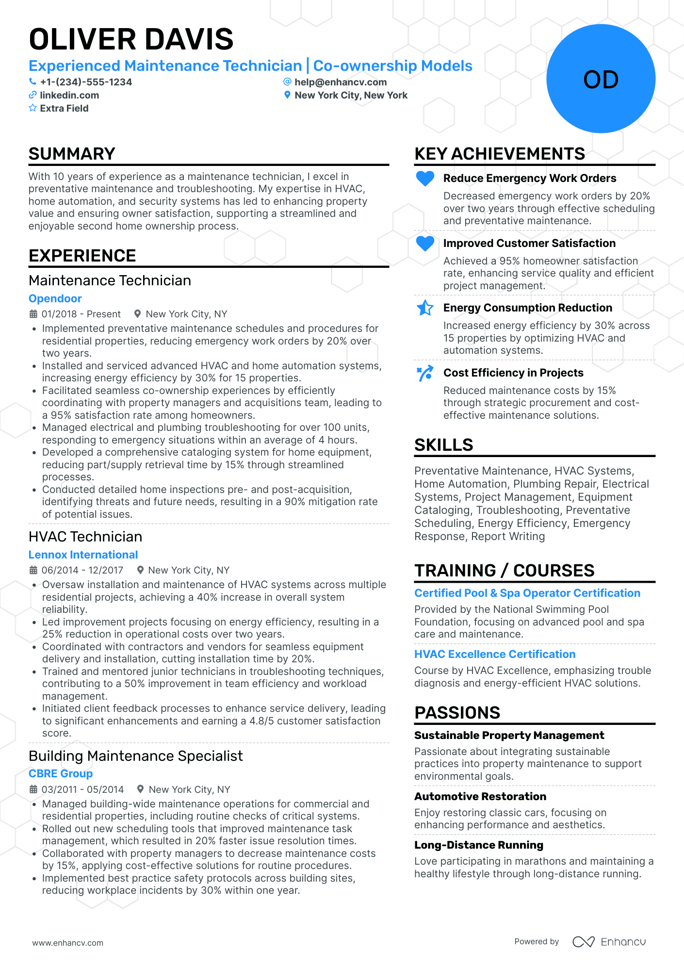 Certified Handyman Resume Example