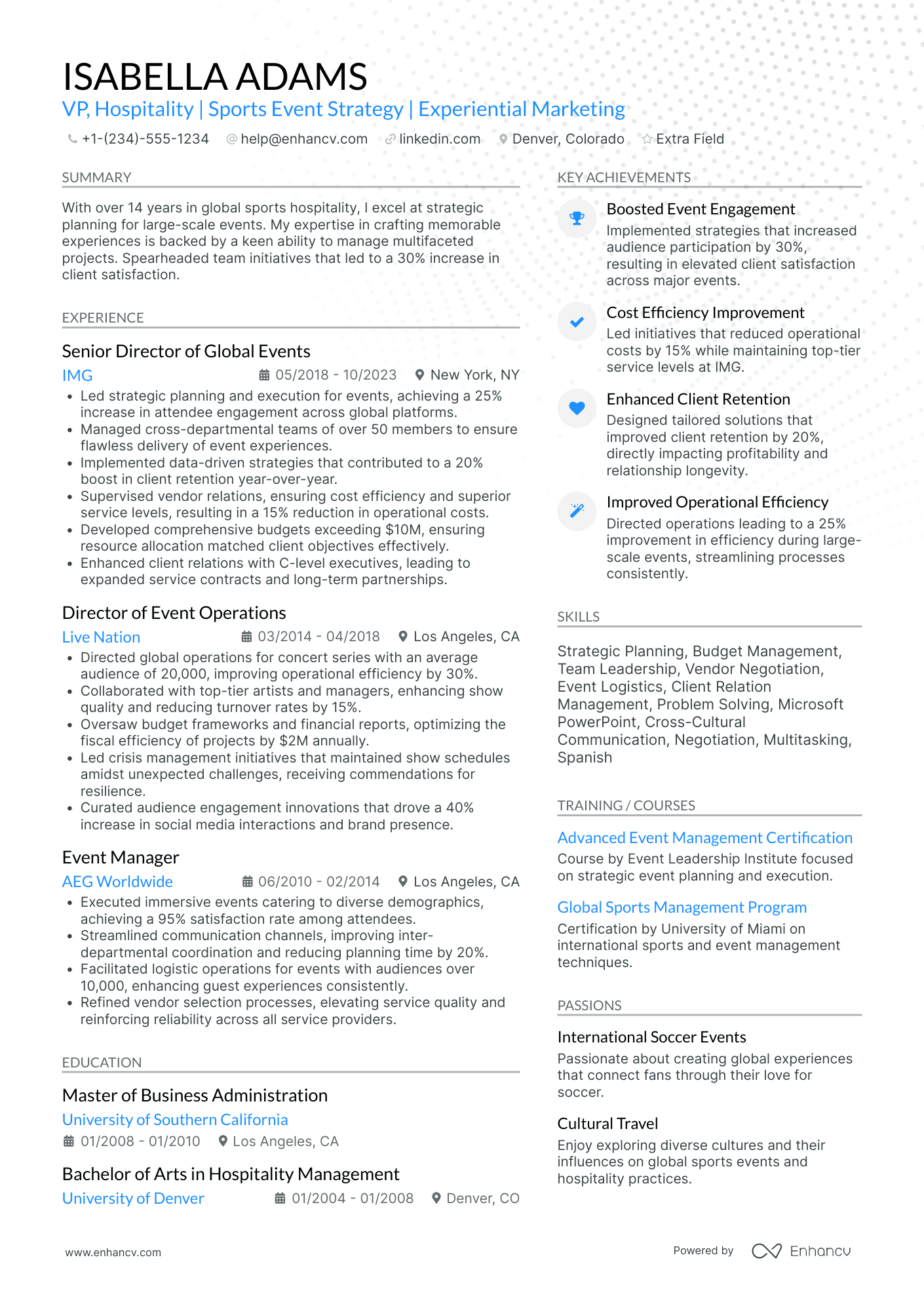 Corporate Event Planner Resume Example