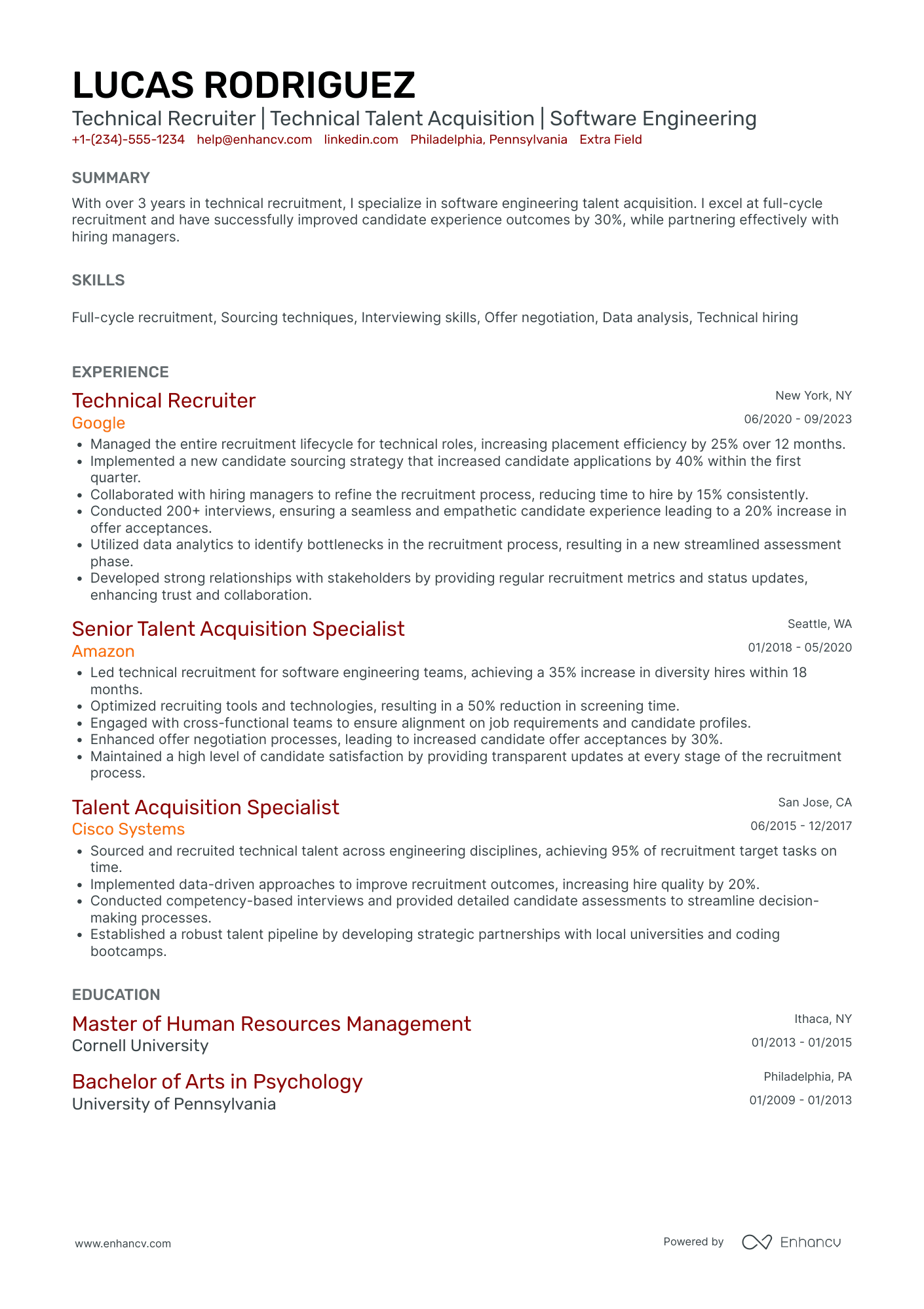 Tech Recruiter Resume Example