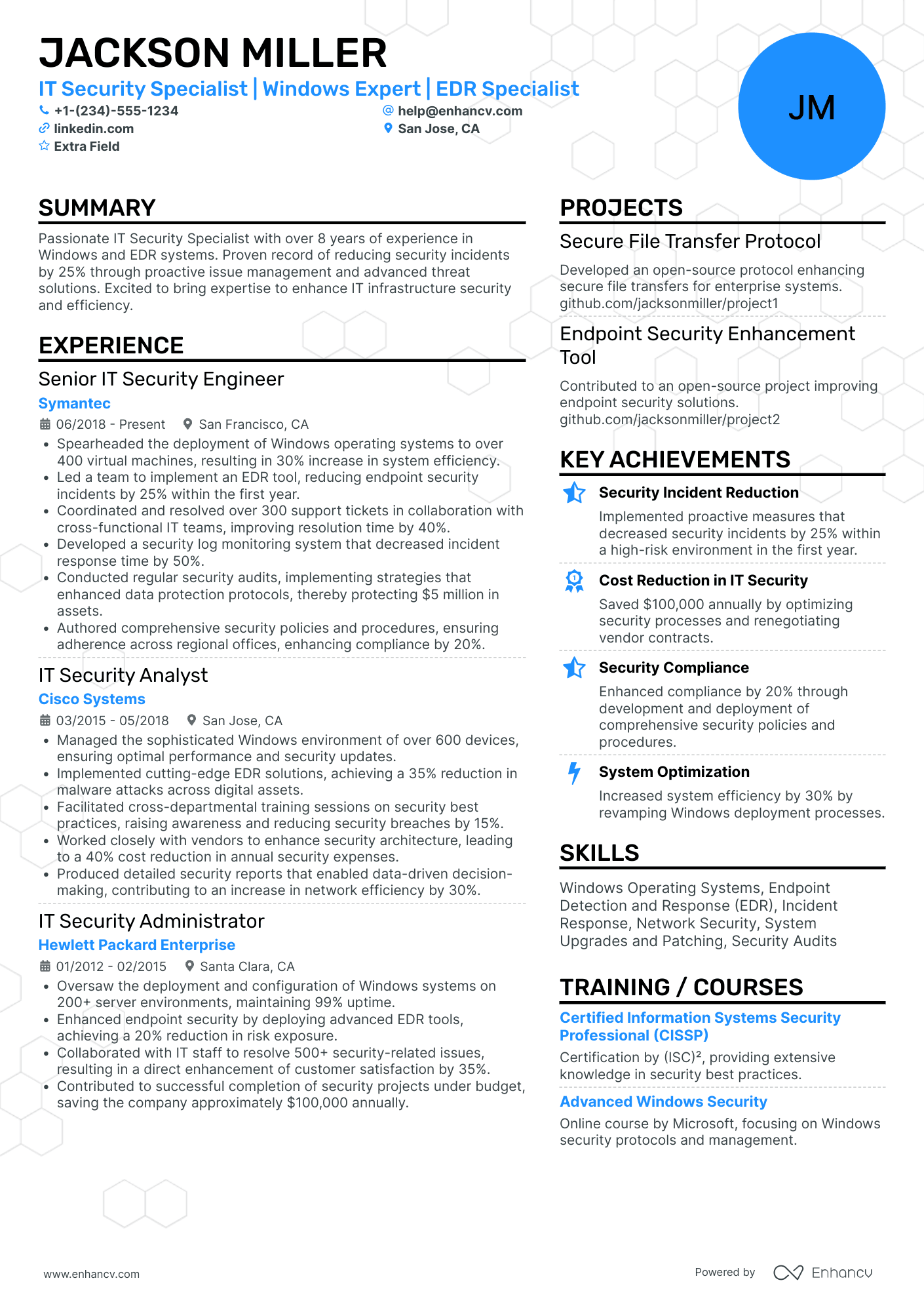 IT Security Specialist Resume Example