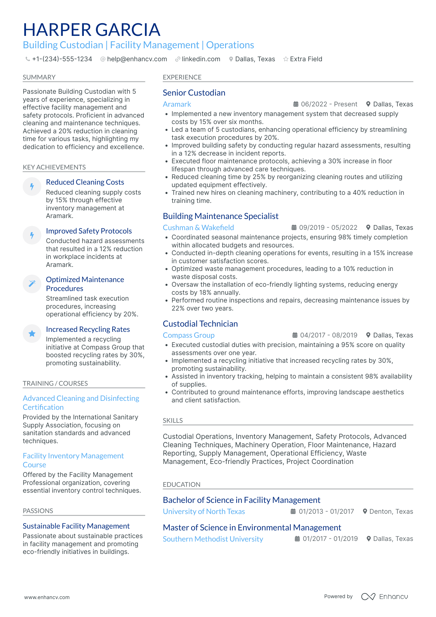 Building Custodian Resume Example