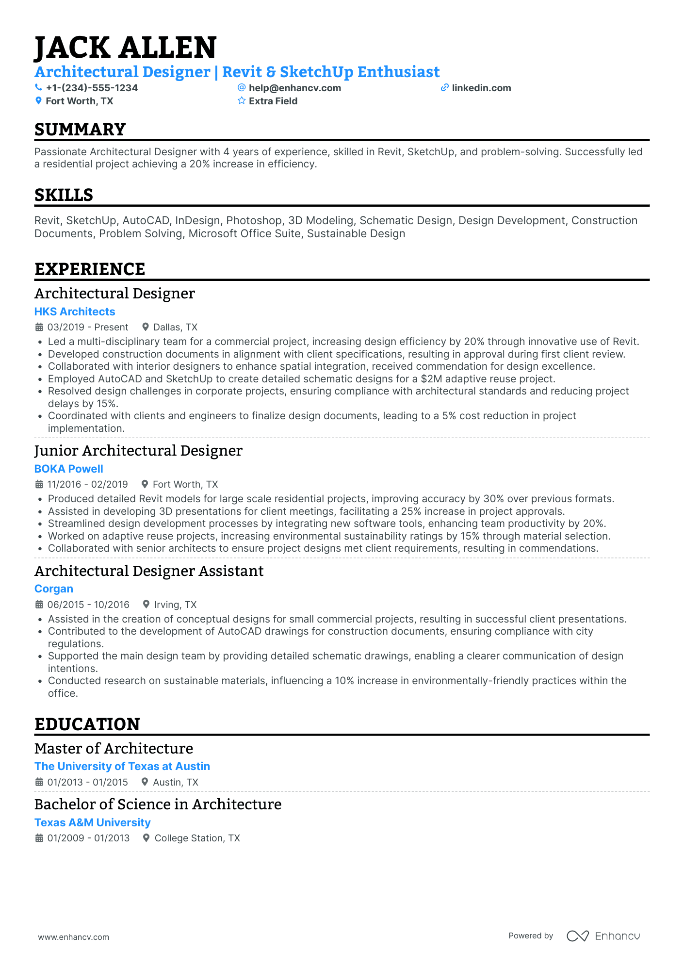 Interior Architectural Designer Resume Example