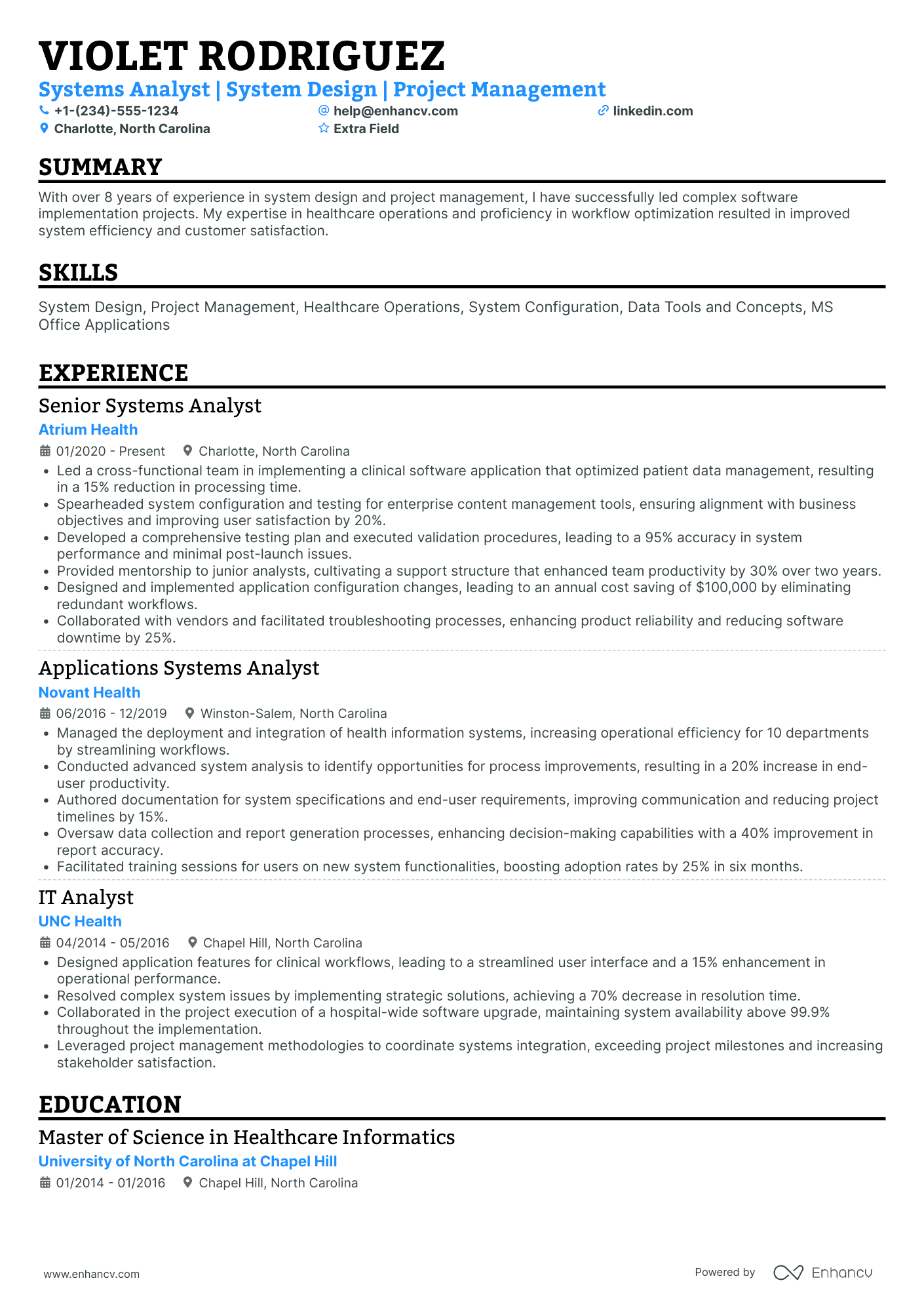 Software System Analyst Resume Example