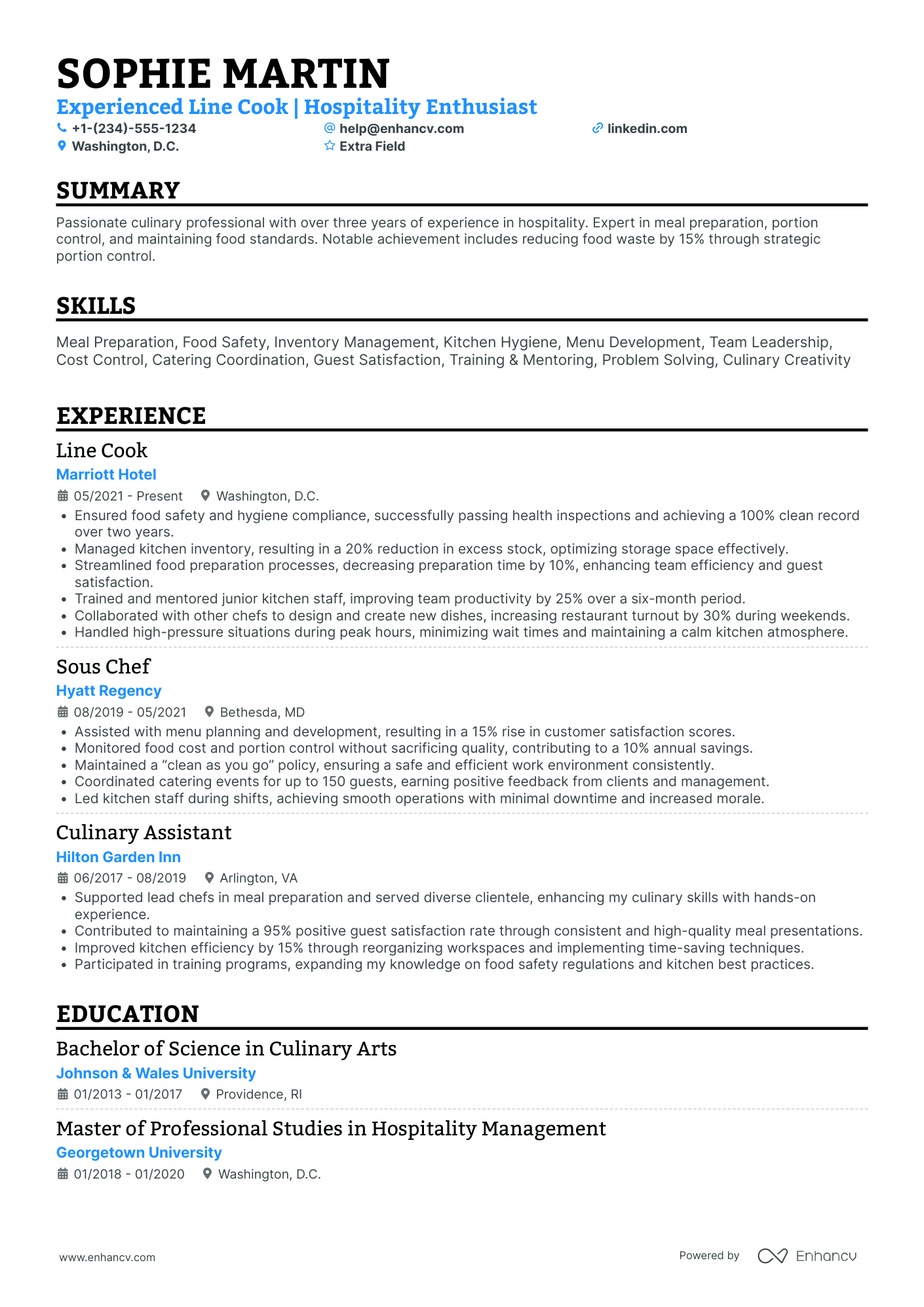 Part Time Line Cook Resume Example