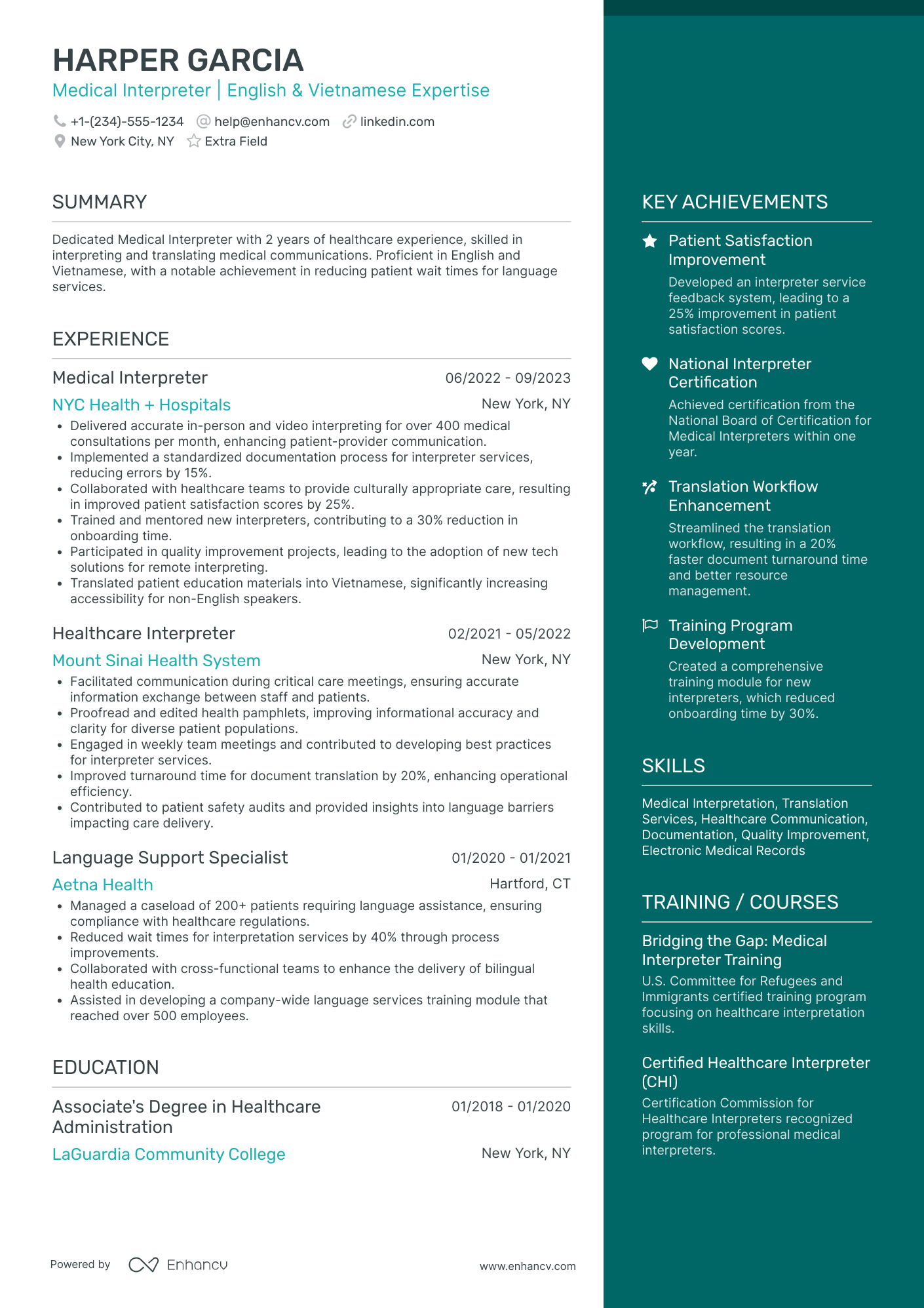 Business Interpreter Resume Example