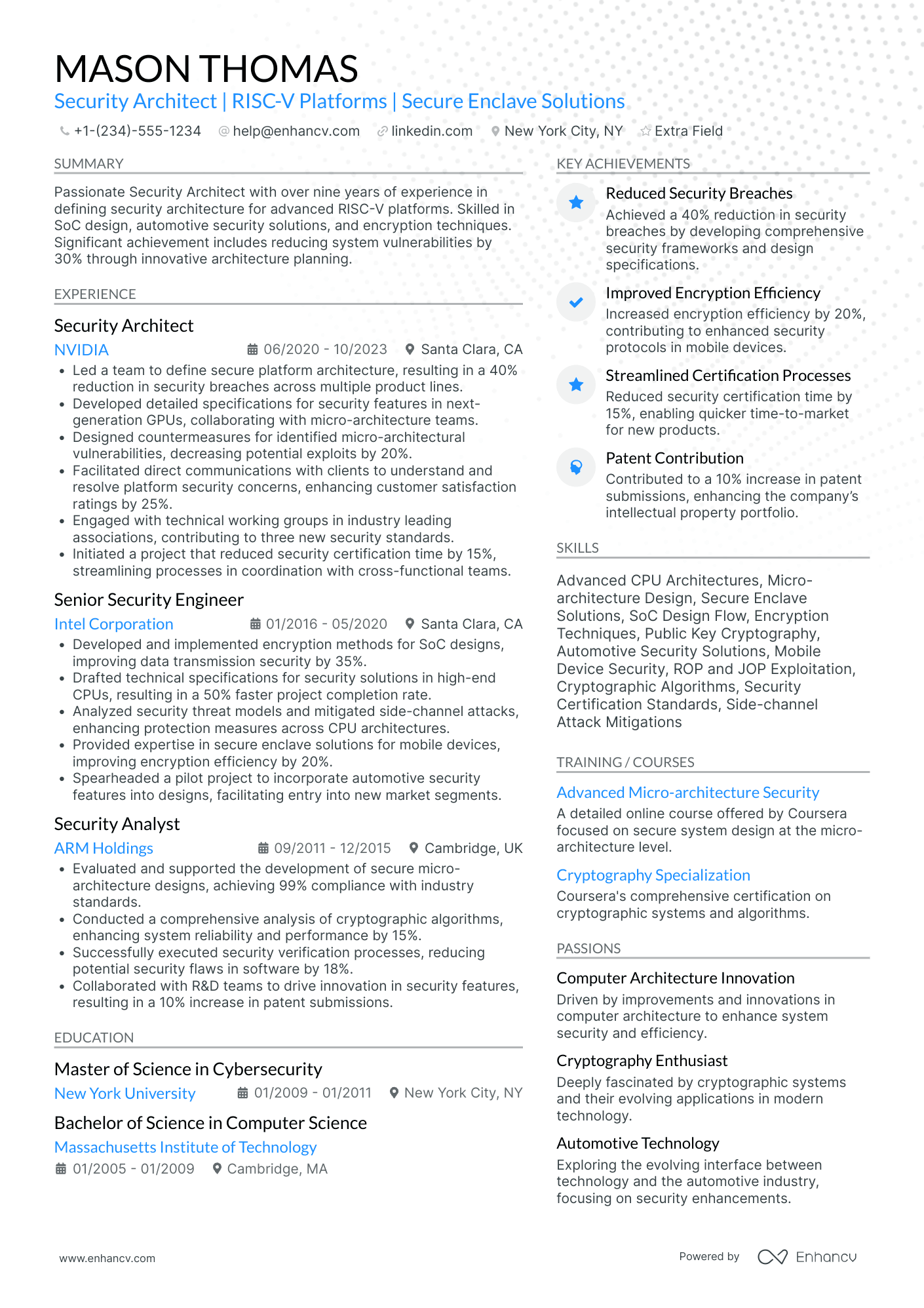 Security Architect Resume Example