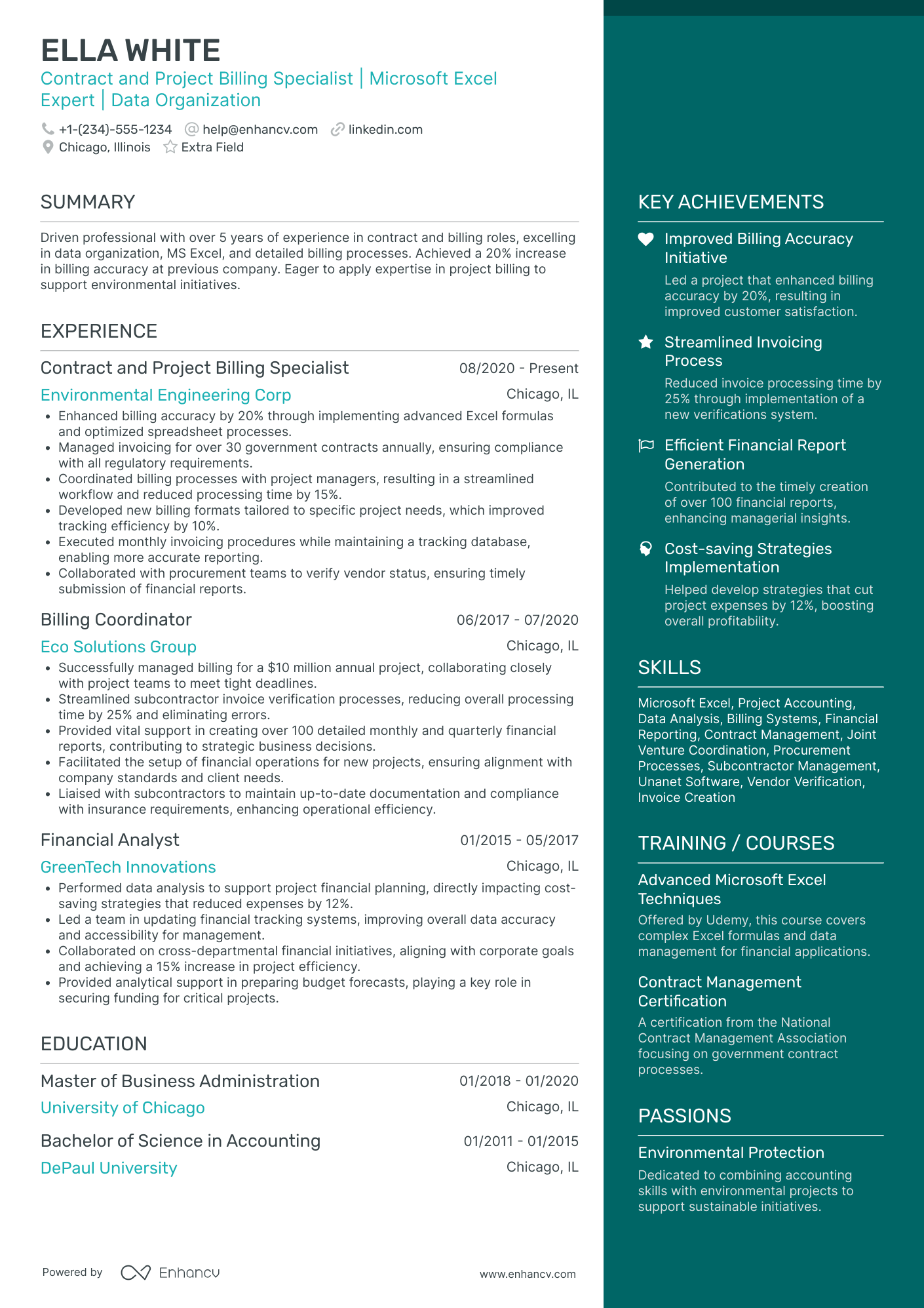 Billing Project Manager Resume Example