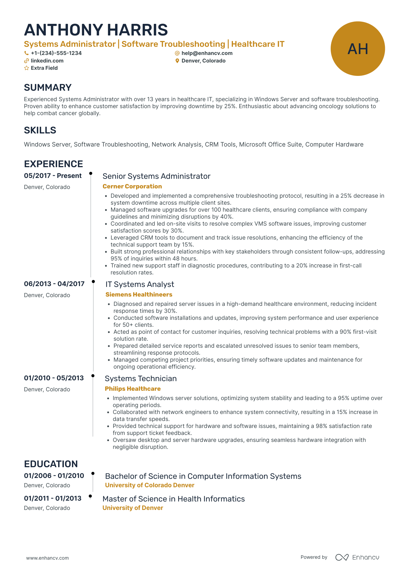 Healthcare System Administrator Resume Example