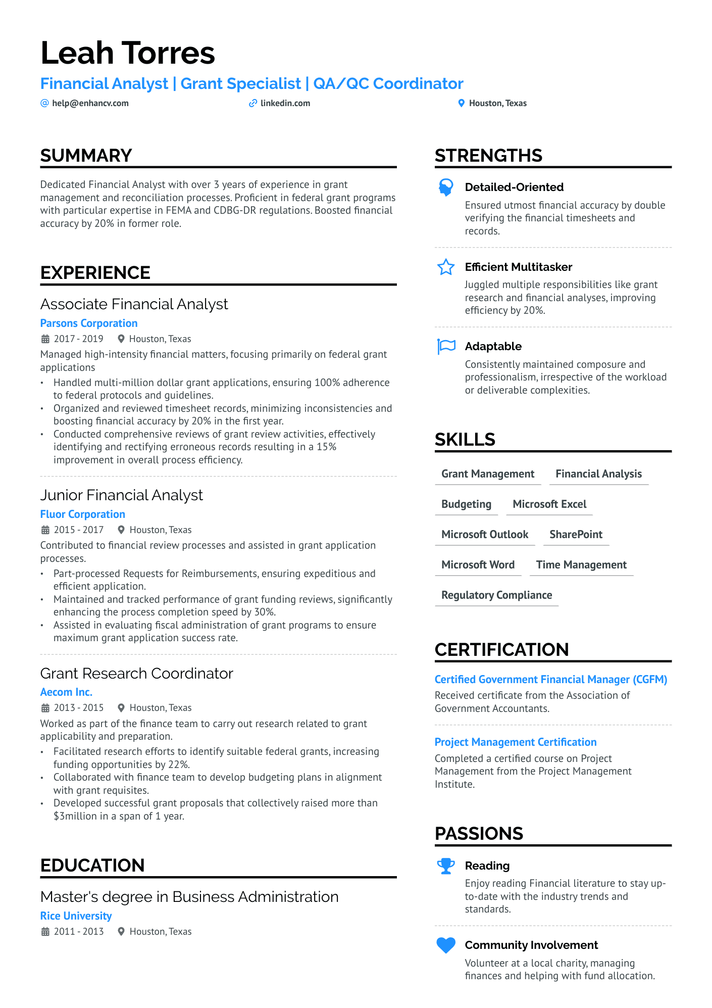 Quality Assurance Financial Analyst Resume Example