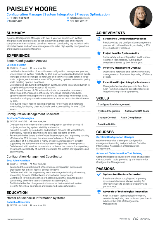 Configuration Manager Resume Example