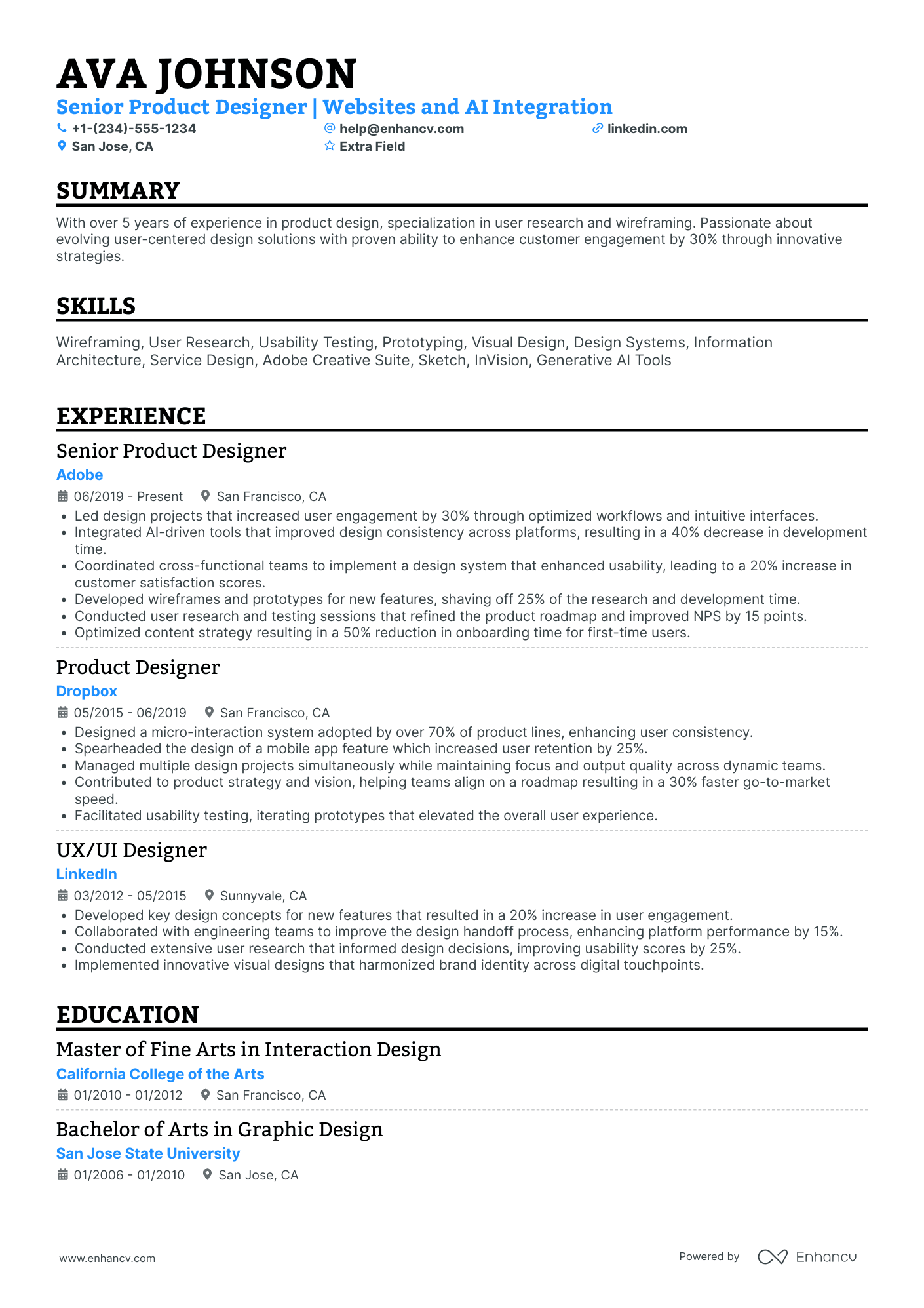 Senior Web Designer Resume Example