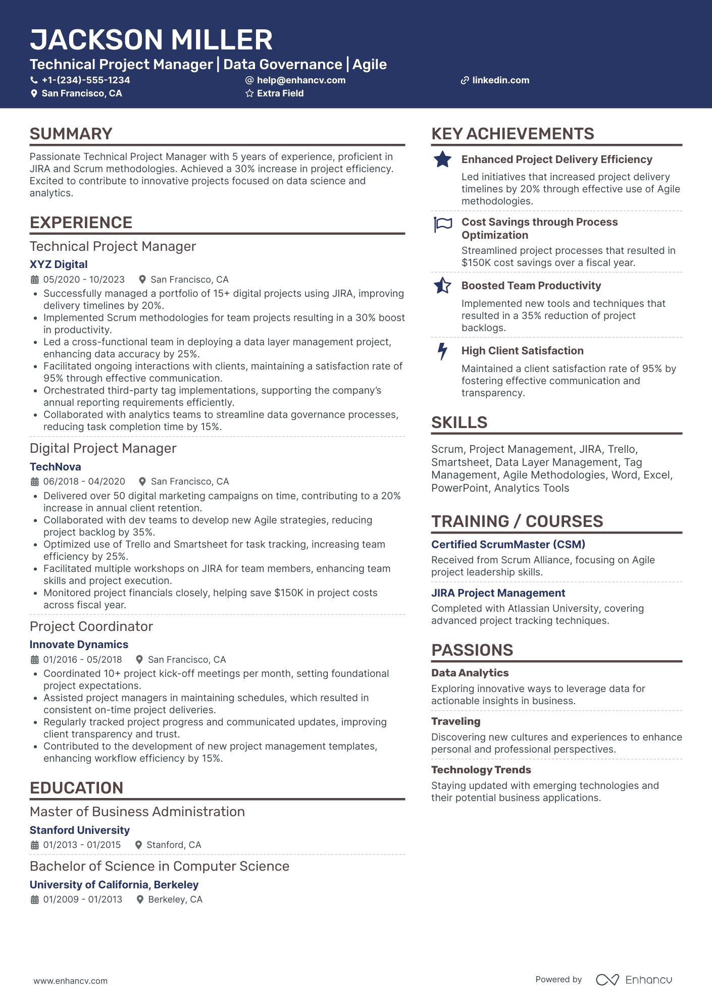 Freelance Digital Project Manager Resume Example