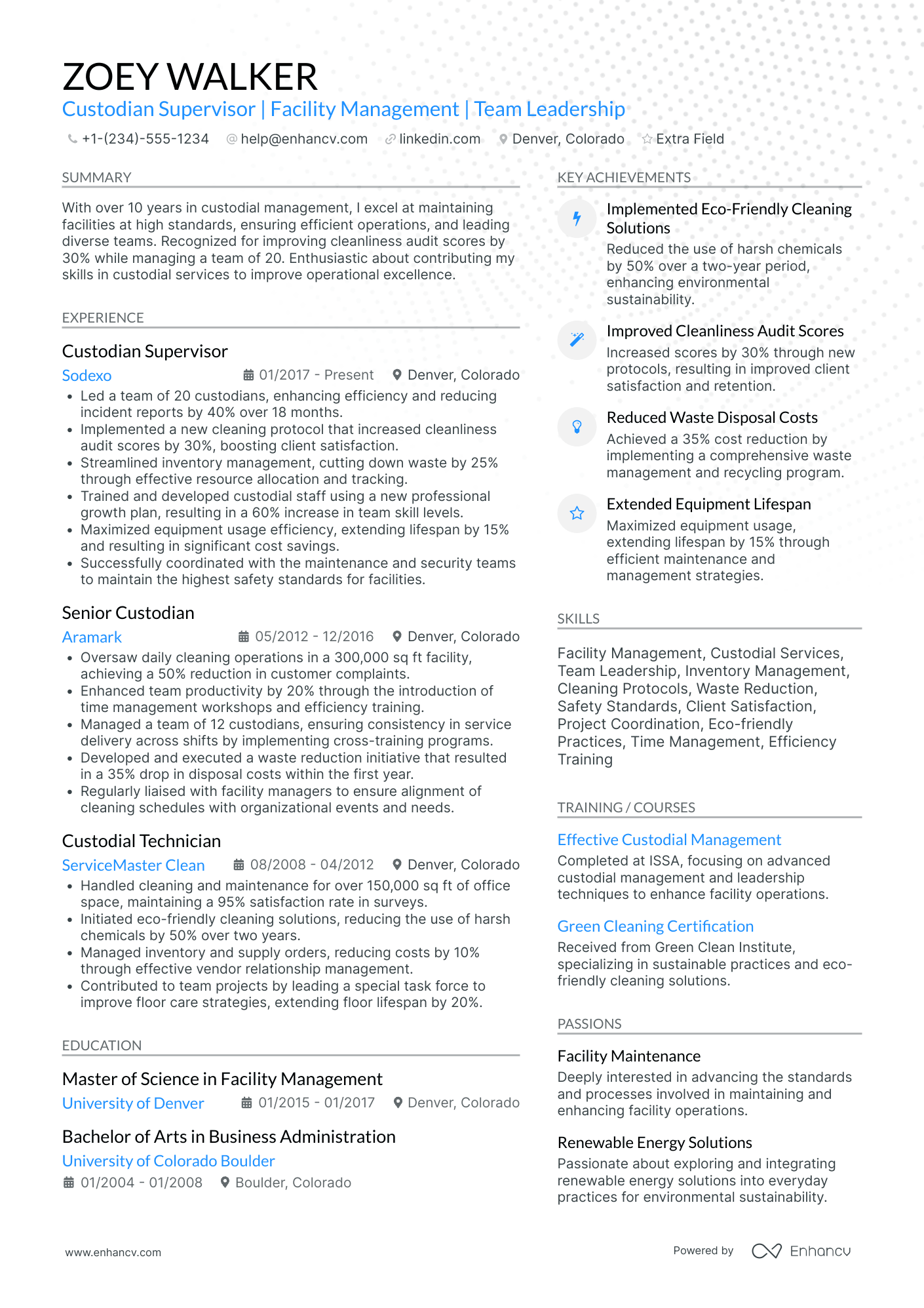 Day Shift Custodian Resume Example