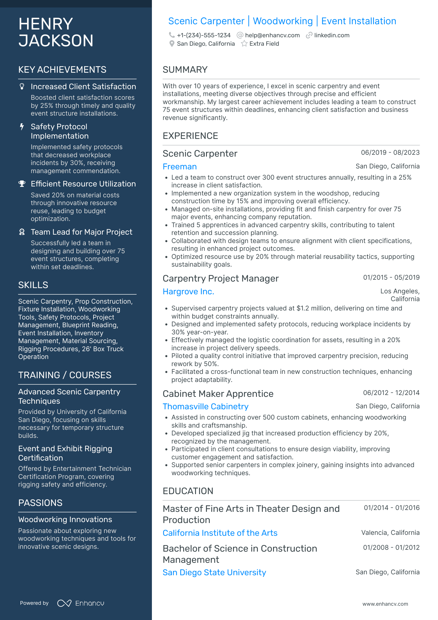 Scenic Carpenter Resume Example