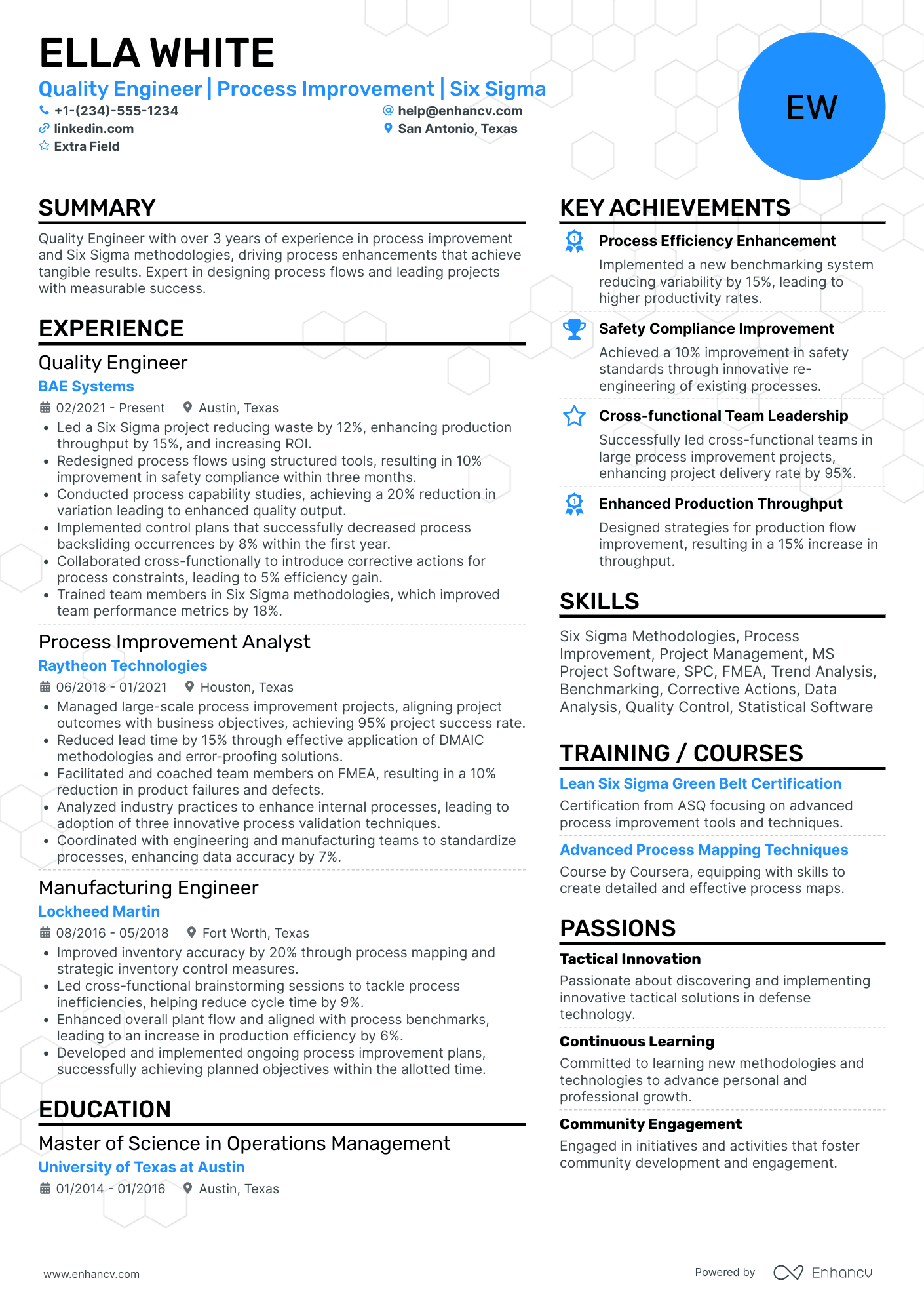 Quality Validation Engineer Resume Example