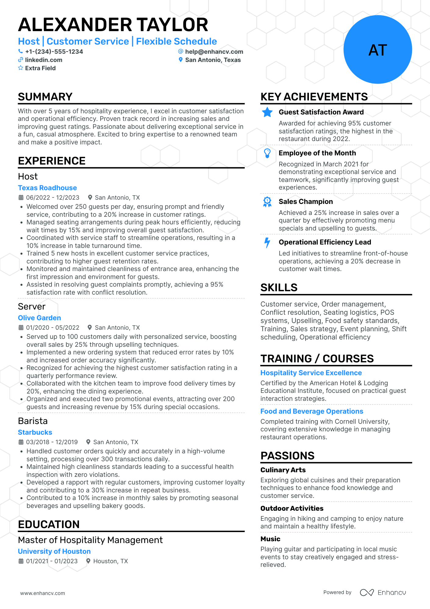 Hostess Team Leader Resume Example