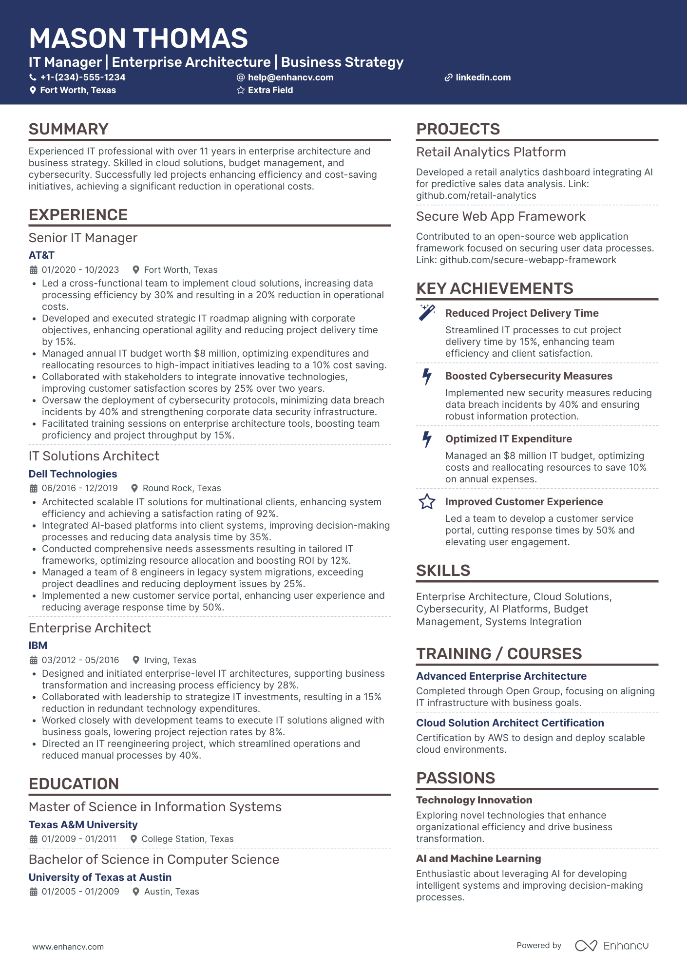 Principal Solutions Architect Resume Example