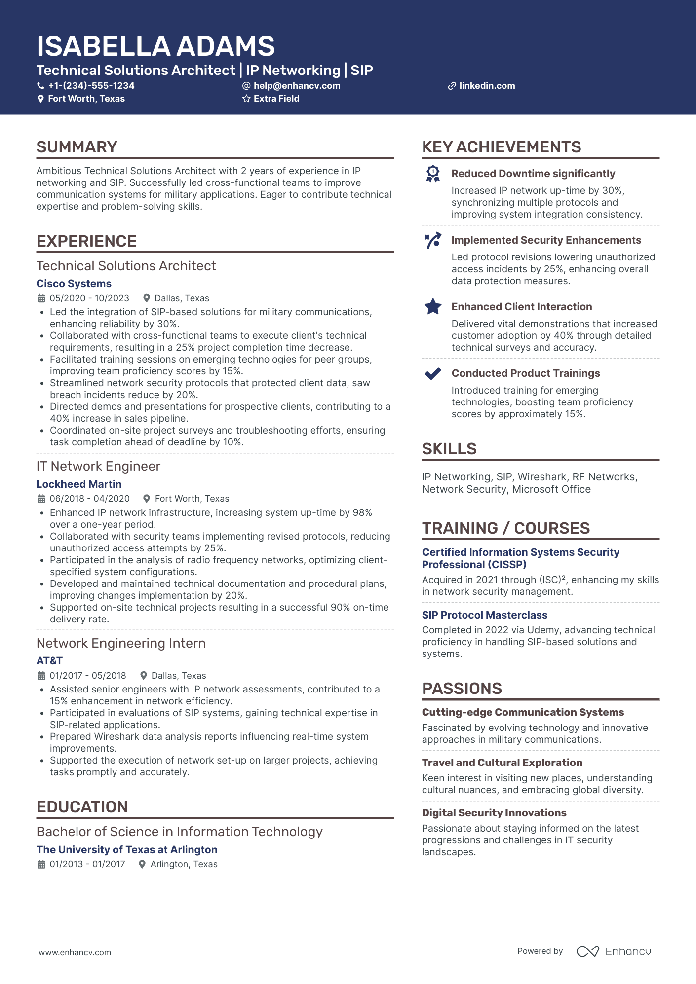 Junior Solutions Architect Resume Example