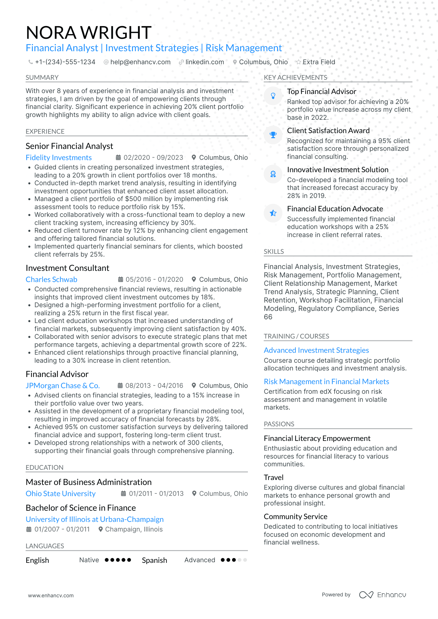 Work from Home Financial Advisor Resume Example