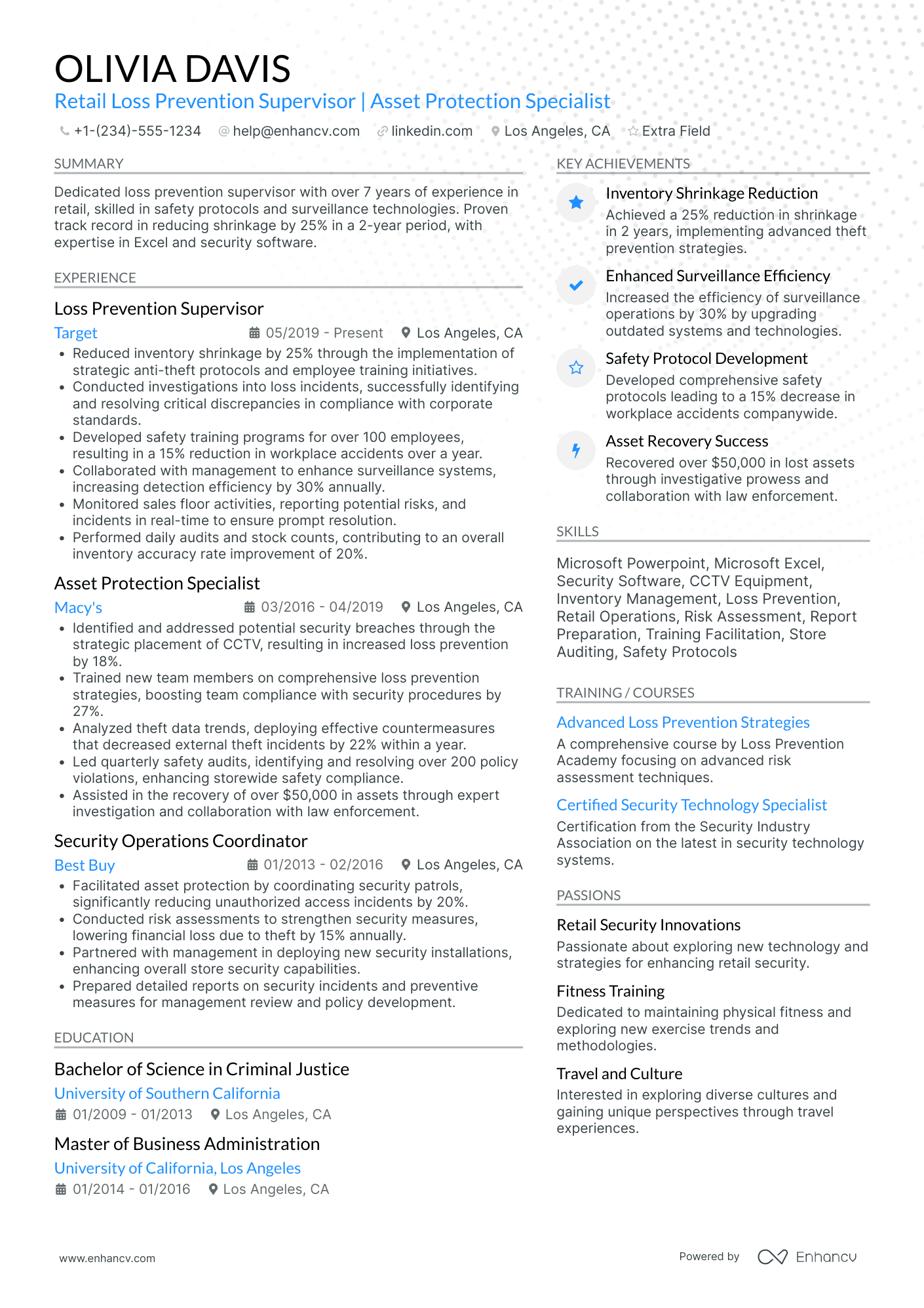 Retail Loss Prevention Specialist Resume Example