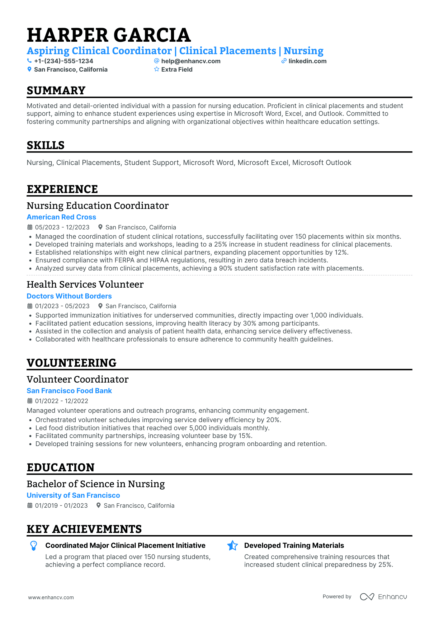 Nursing Student Clinical Rotation Resume Example