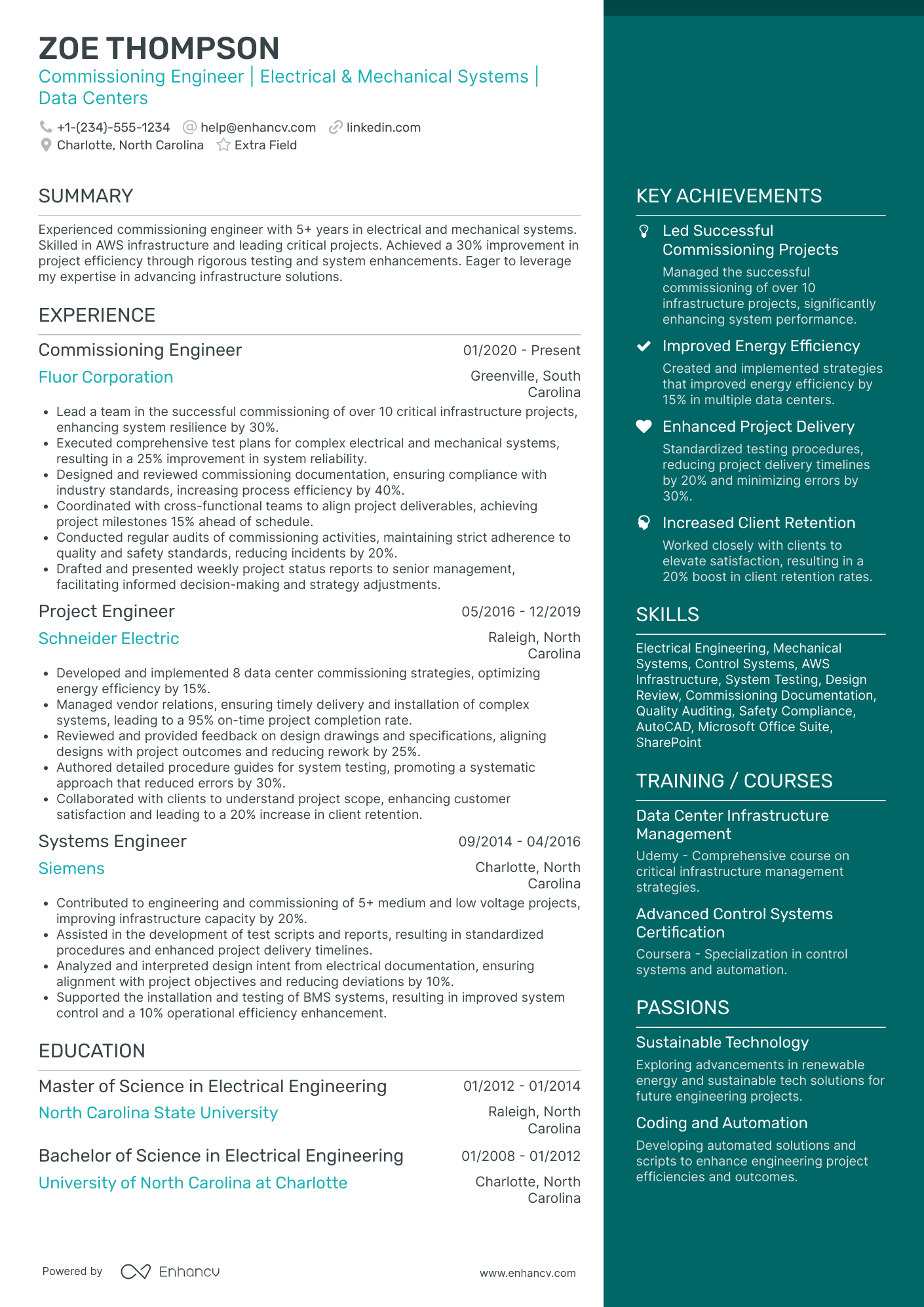 HVAC Commissioning Engineer Resume Example