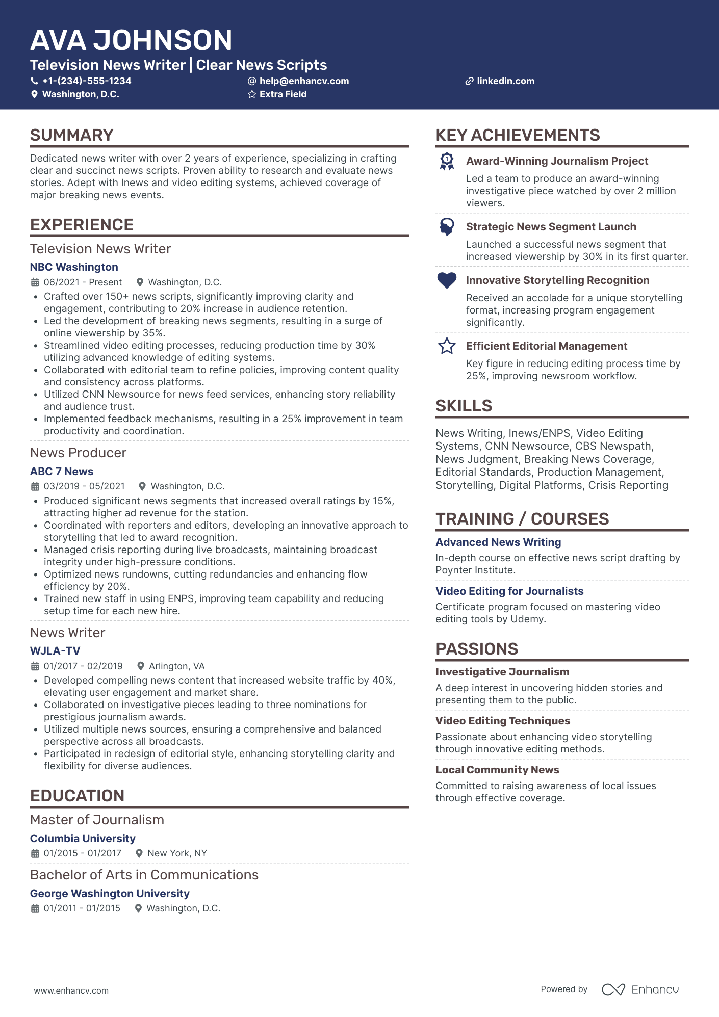 Senior Freelance Writer Resume Example