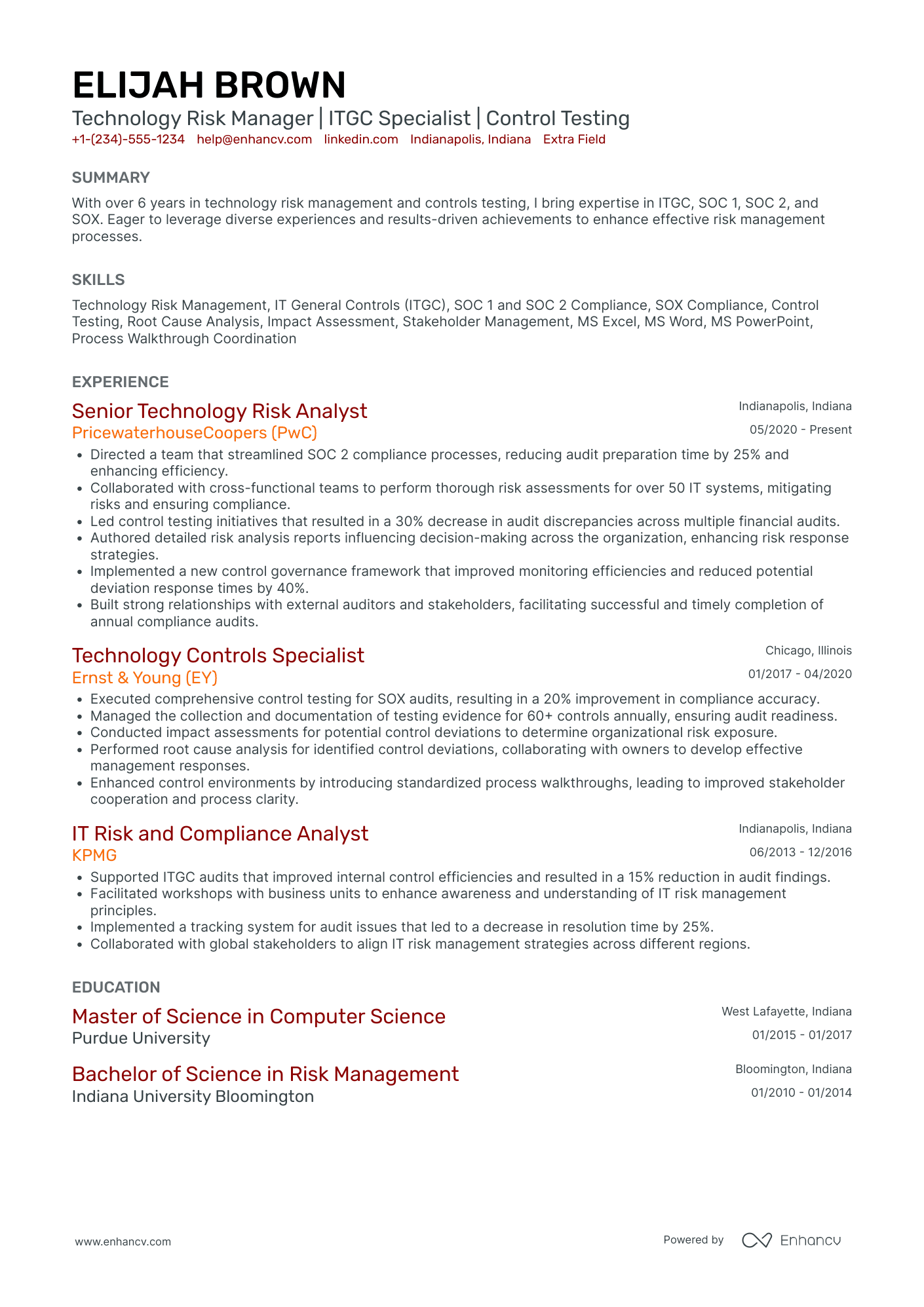 IT Audit Officer Resume Example