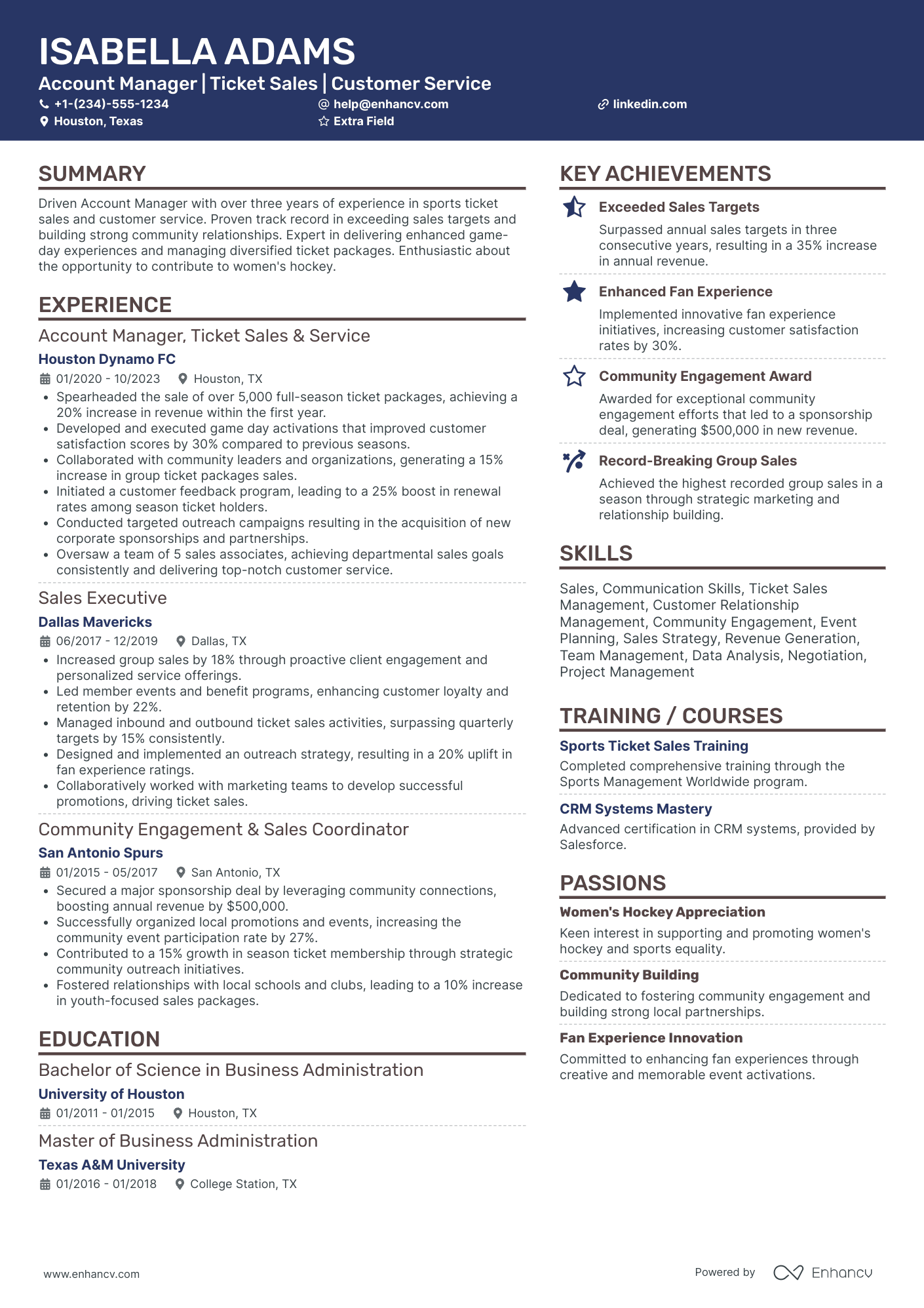 Key Account Sales Manager Resume Example