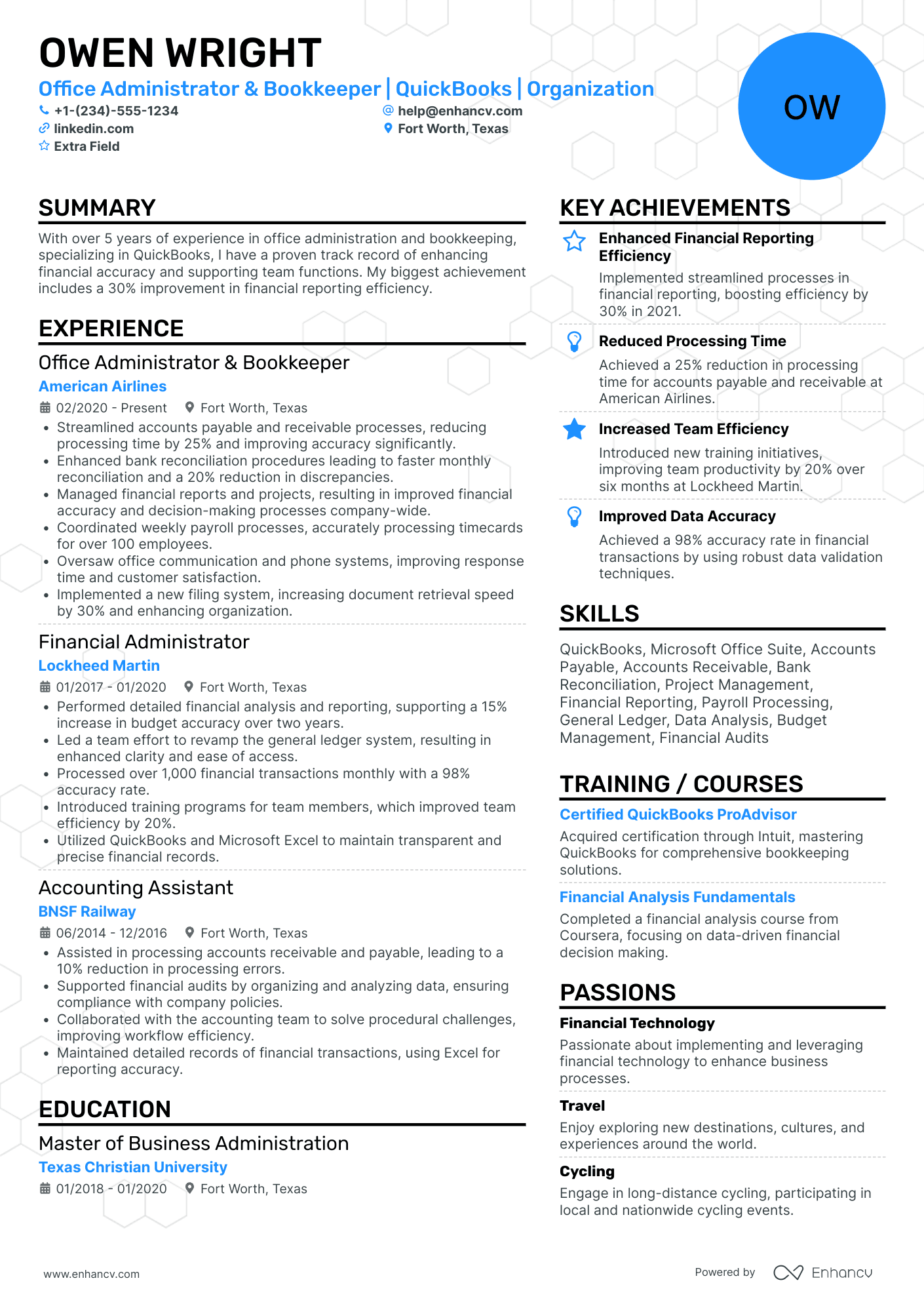 Bookkeeper Administrator Resume Example