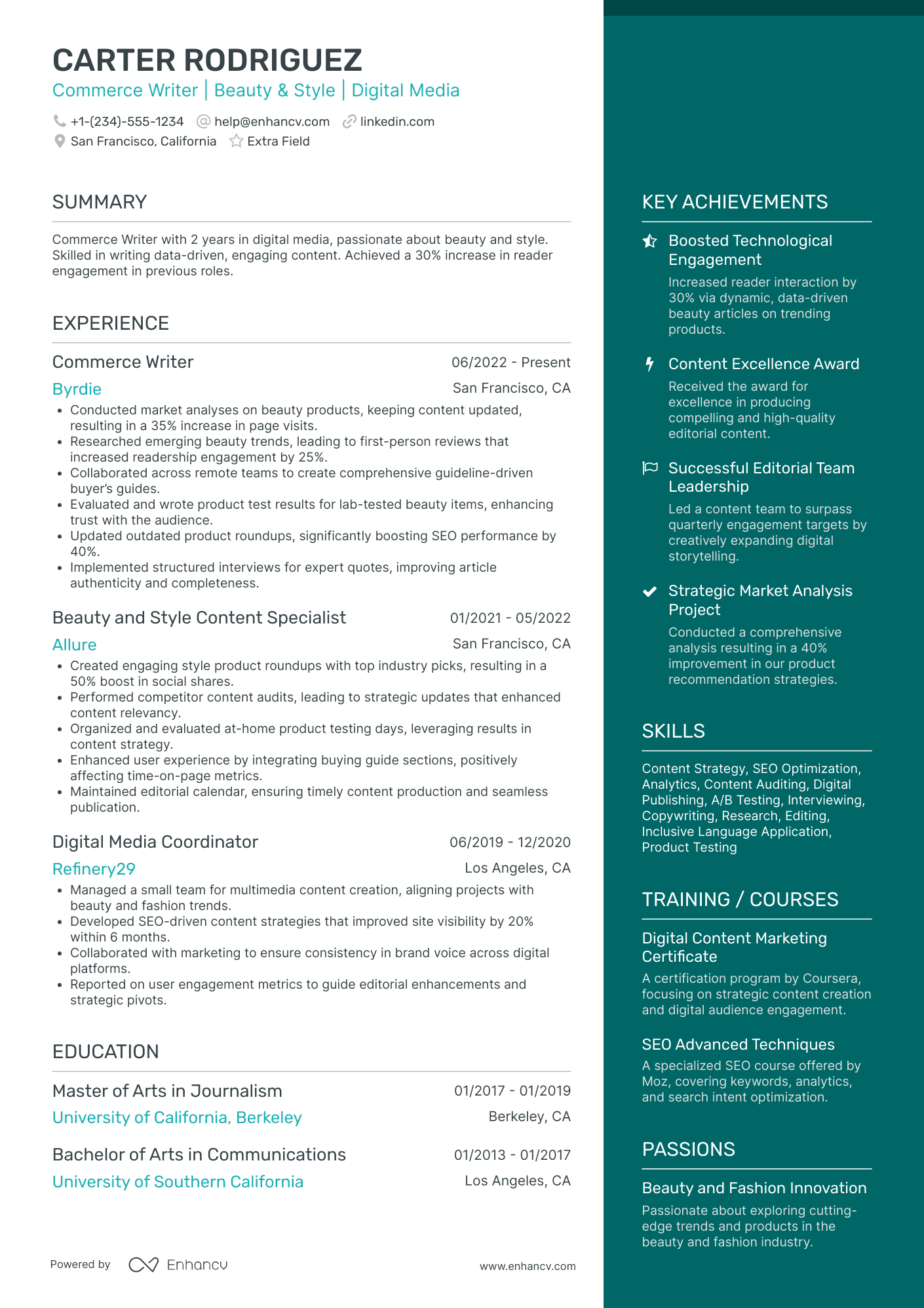 Editorial Fashion Stylist Resume Example