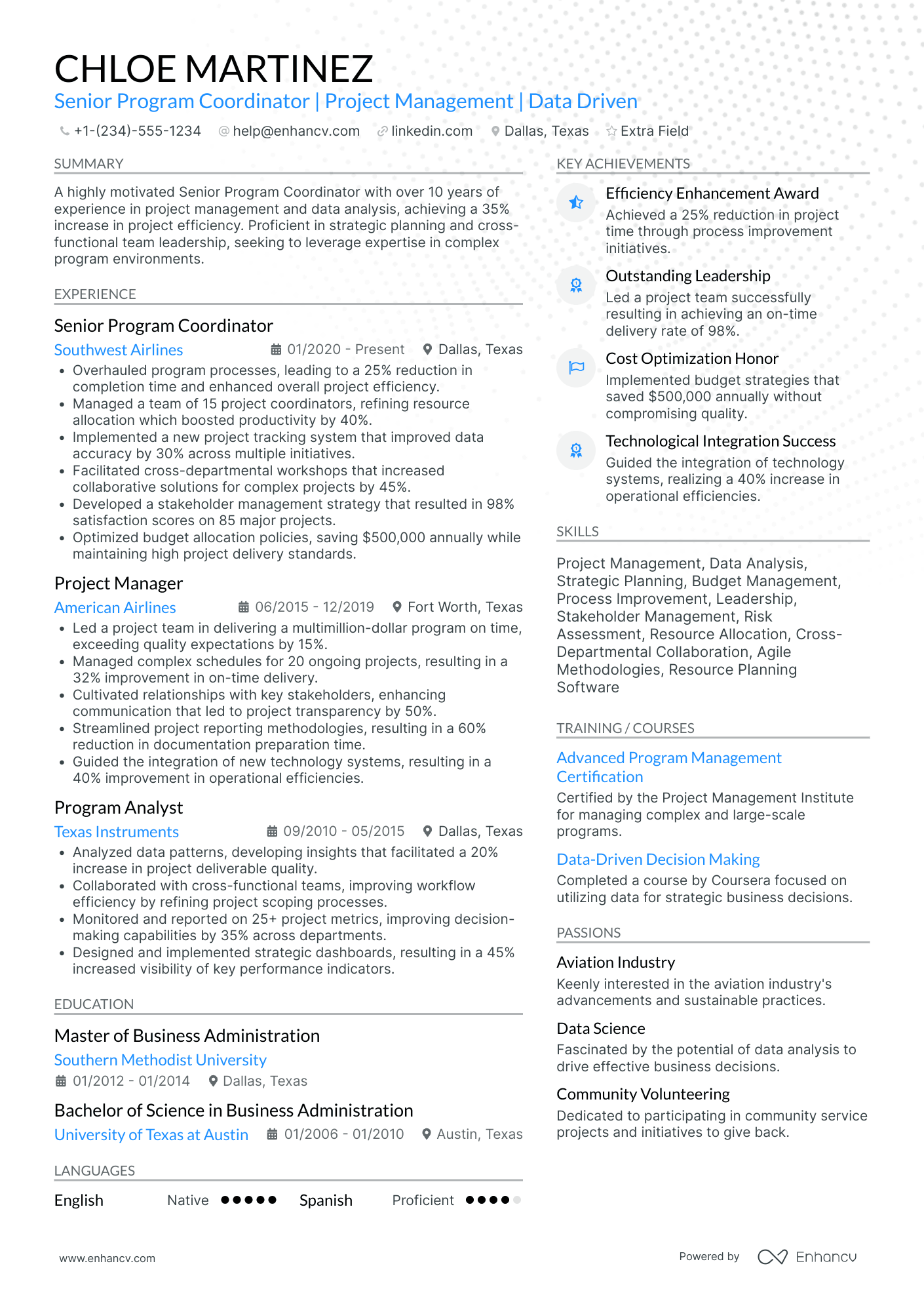 Senior Program Coordinator Resume Example