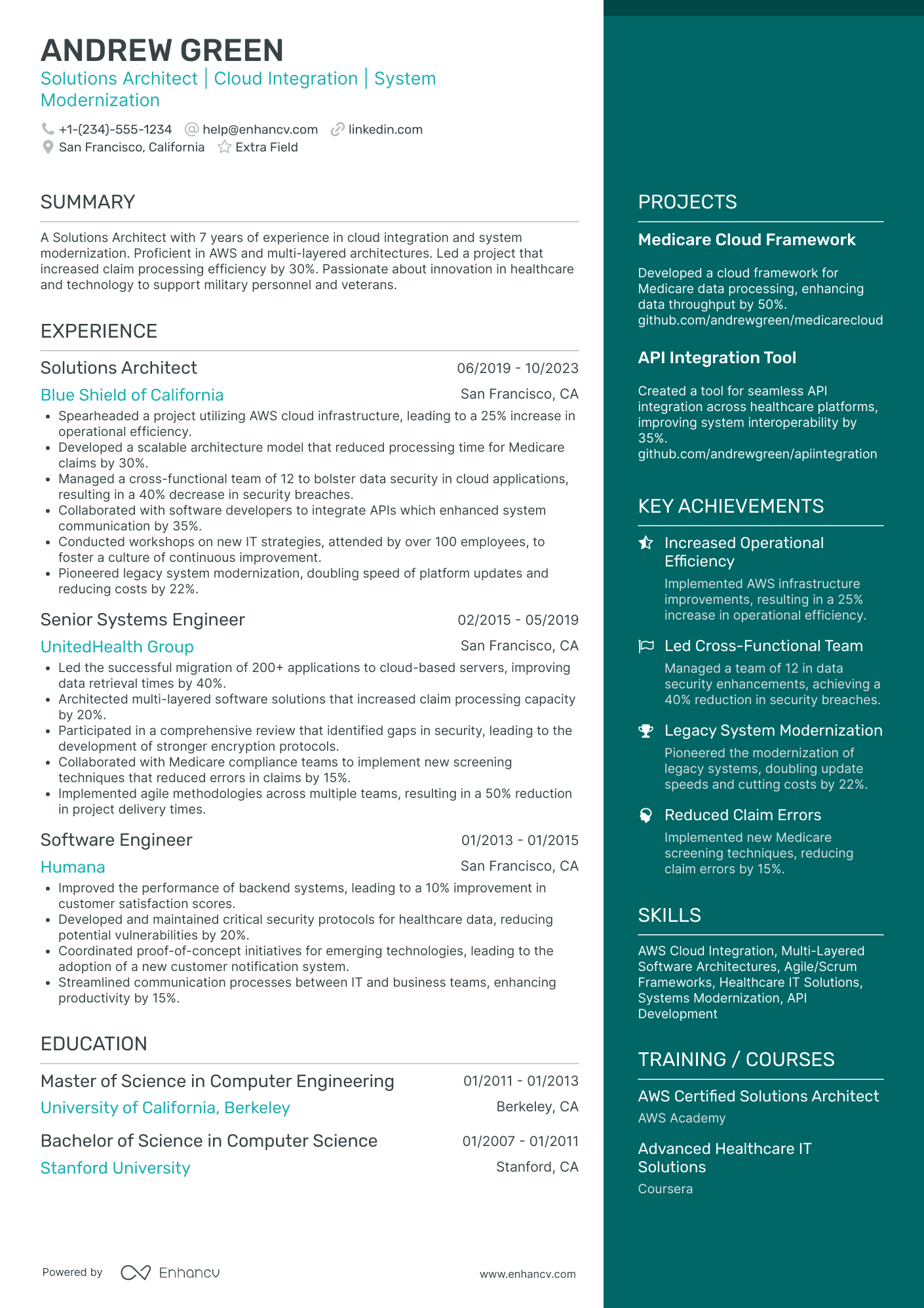 Lead Solutions Architect Resume Example