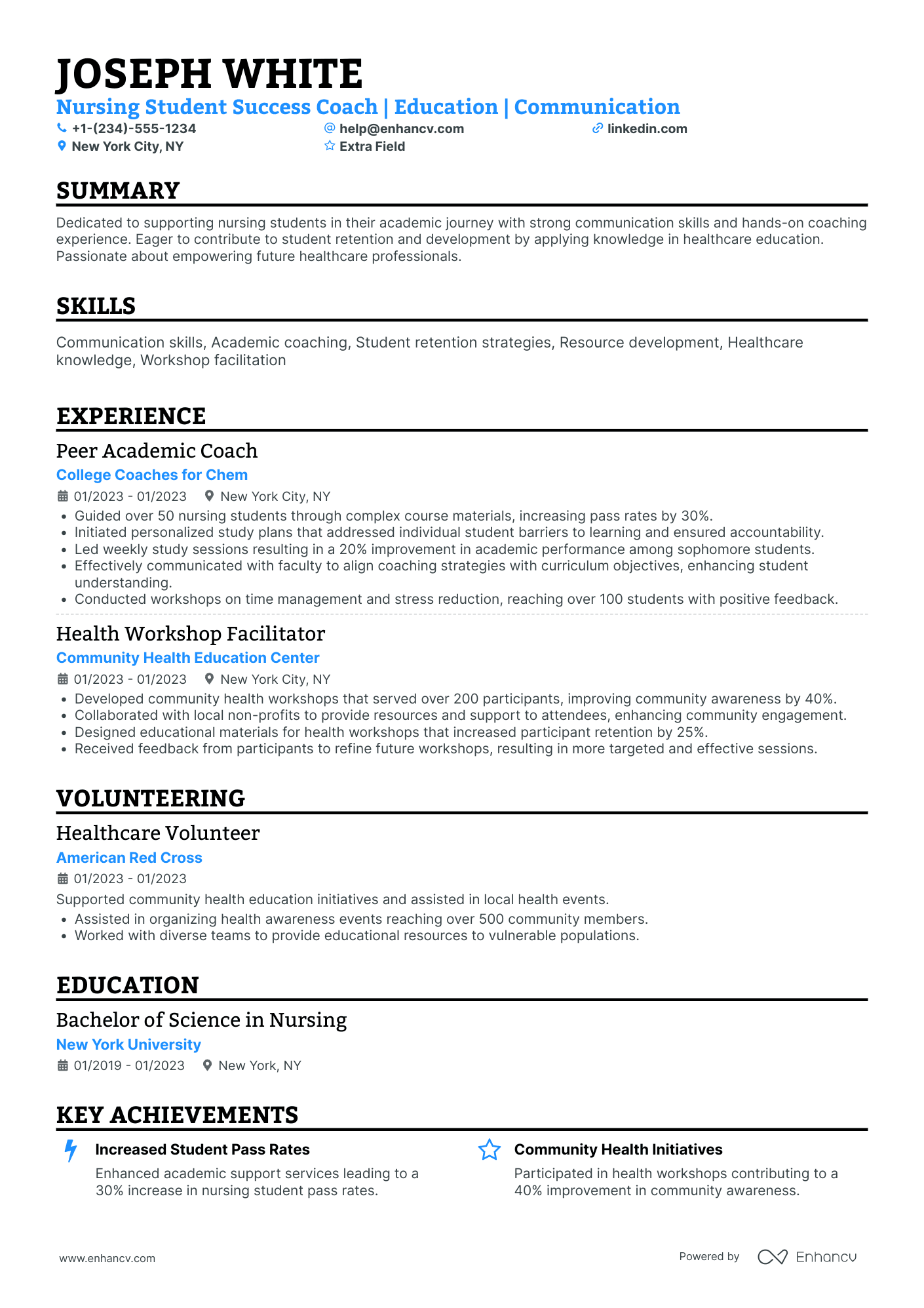 Nursing Student Part Time Position Resume Example