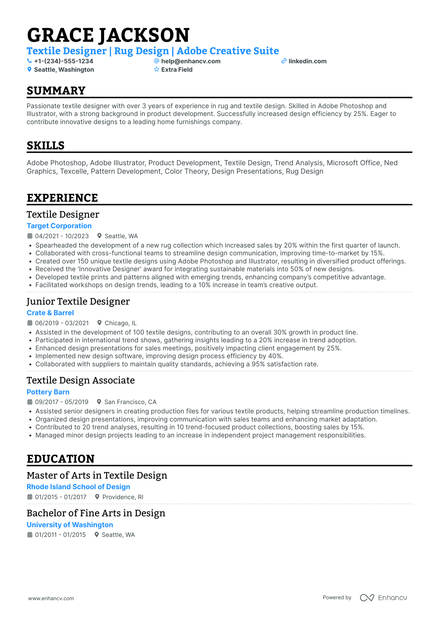 Textile Designer Resume Example