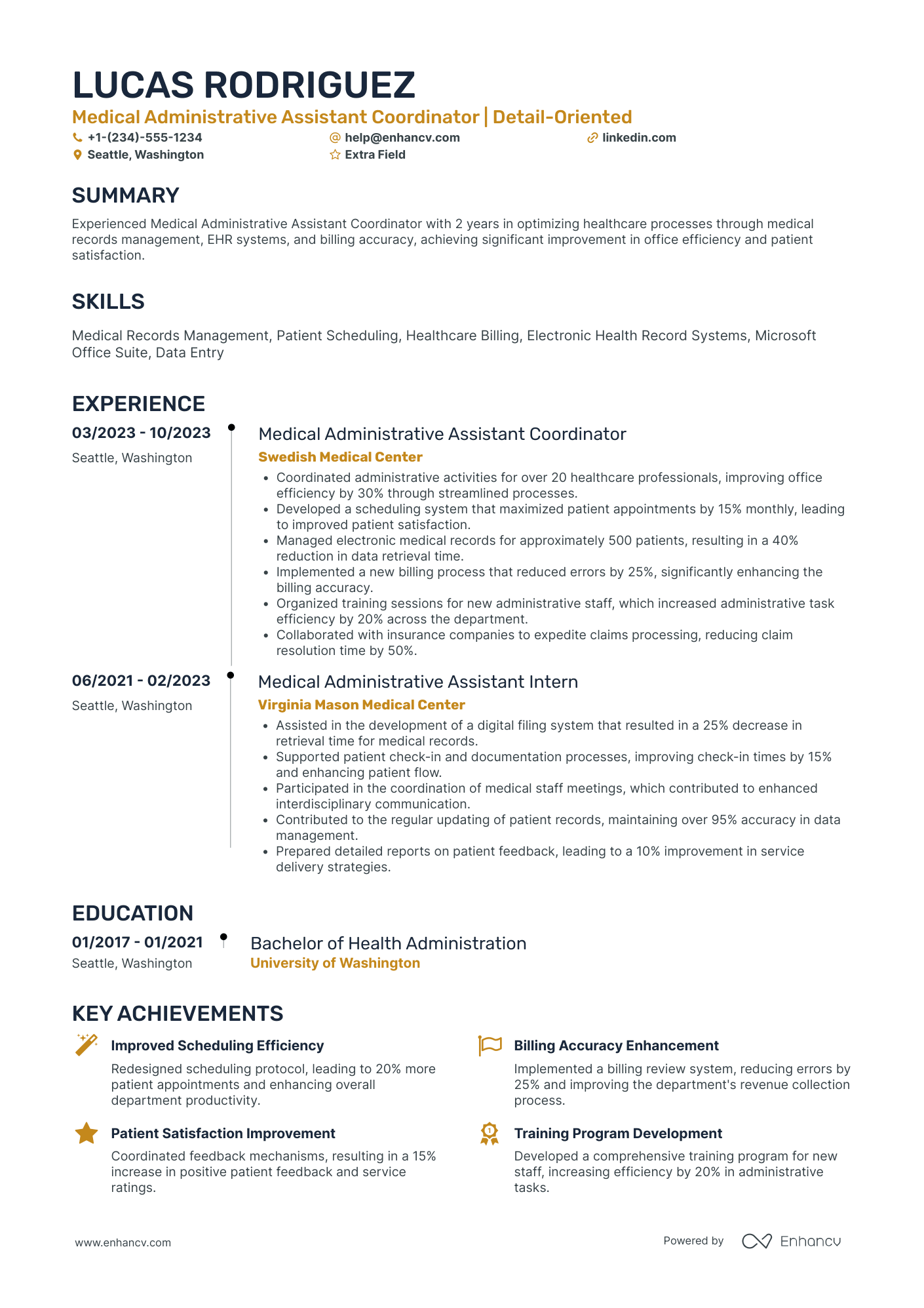 Medical Administrative Assistant Coordinator Resume Example