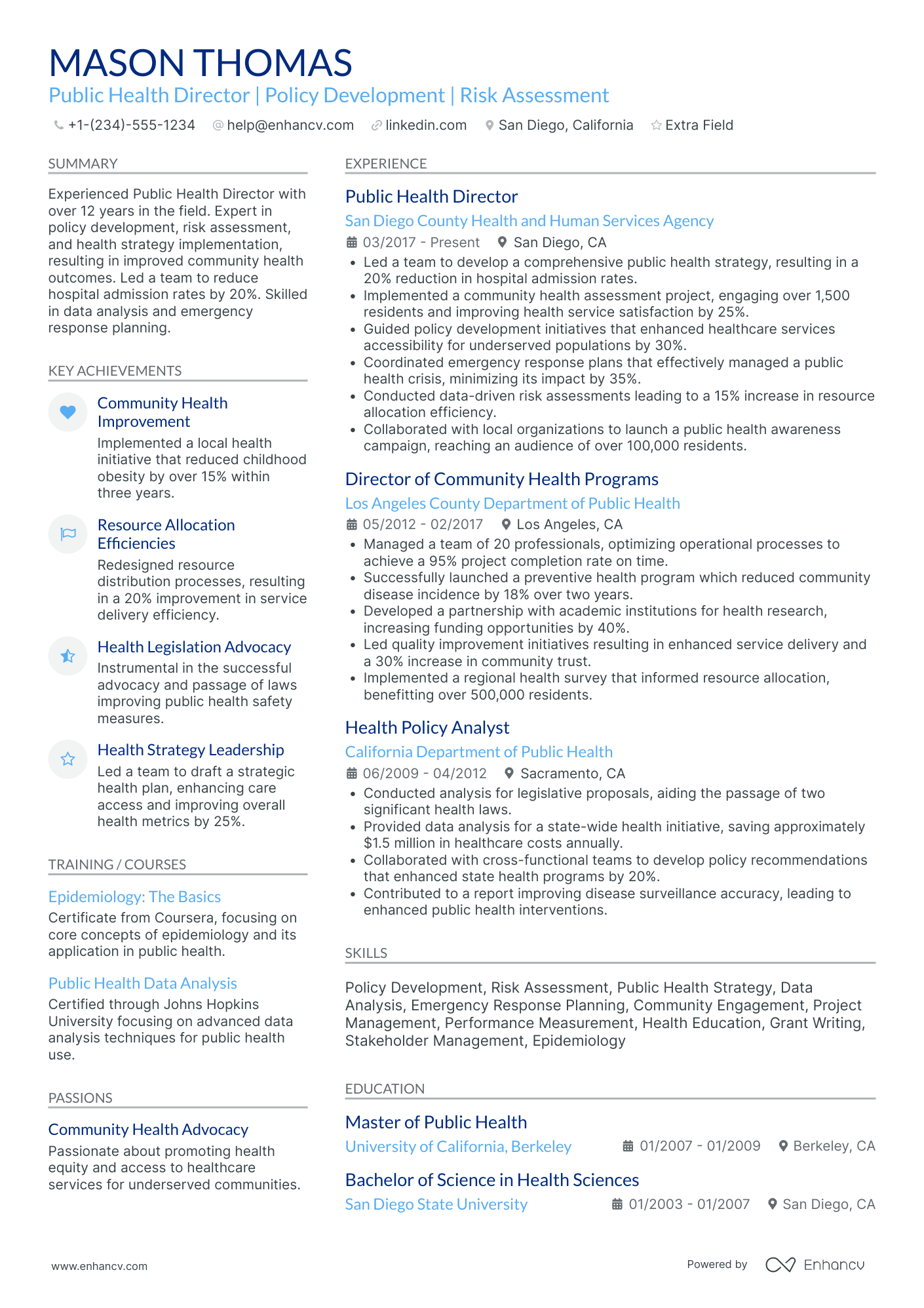 Public Health Director Resume Example