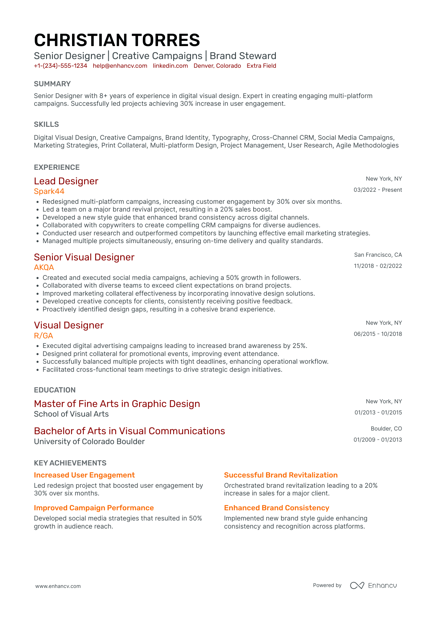 Email Marketing Designer Resume Example