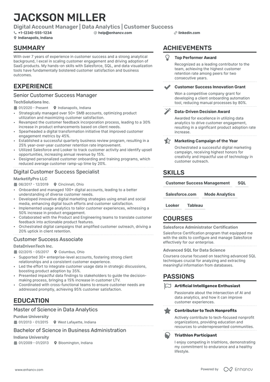 Digital Account Manager Resume Example
