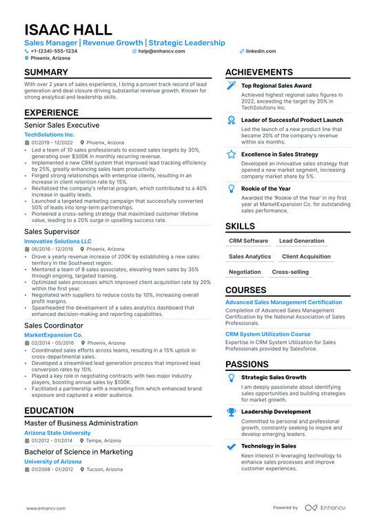 Real Estate Sales Manager Resume Example