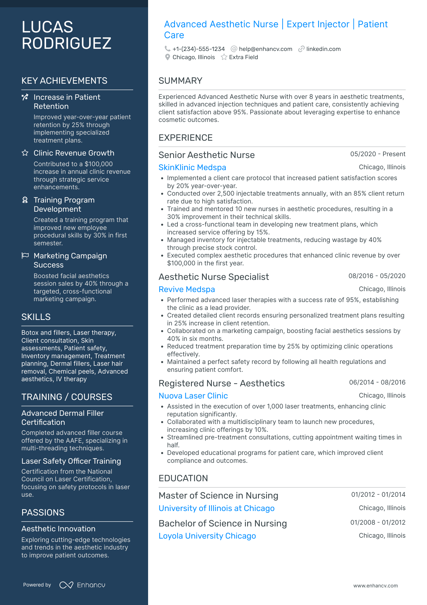 Advanced Aesthetic Nurse Resume Example