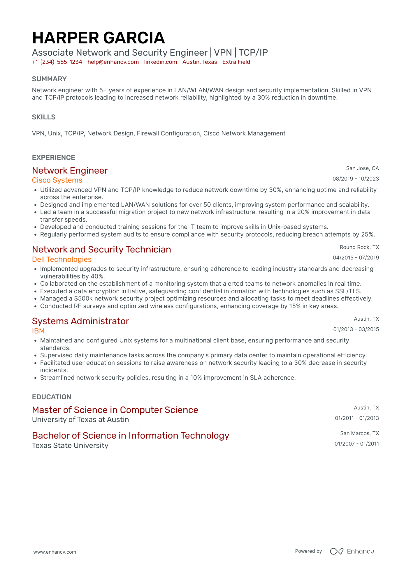 Associate Network Security Engineer Resume Example