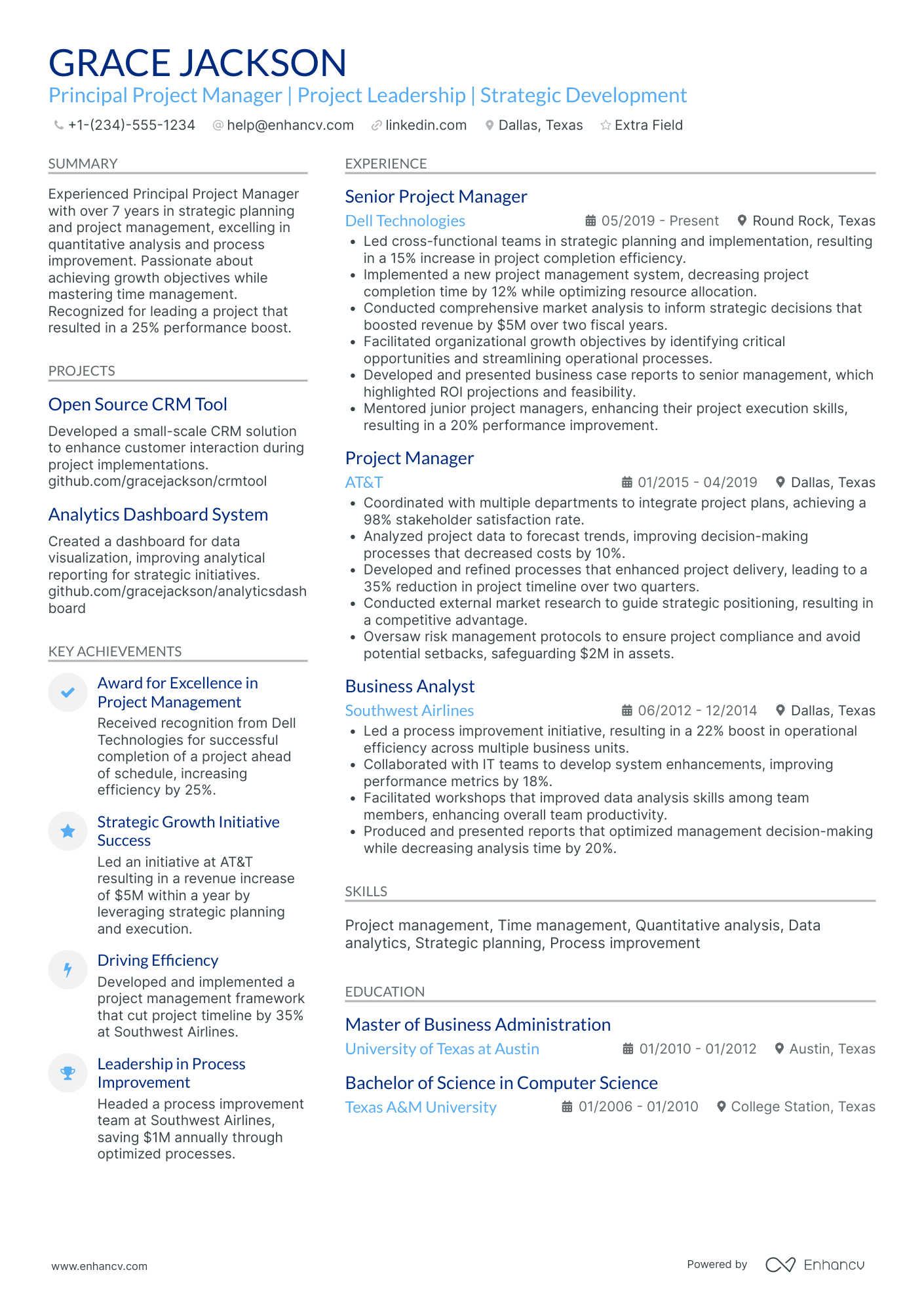 Principal IT Project Manager Resume Example