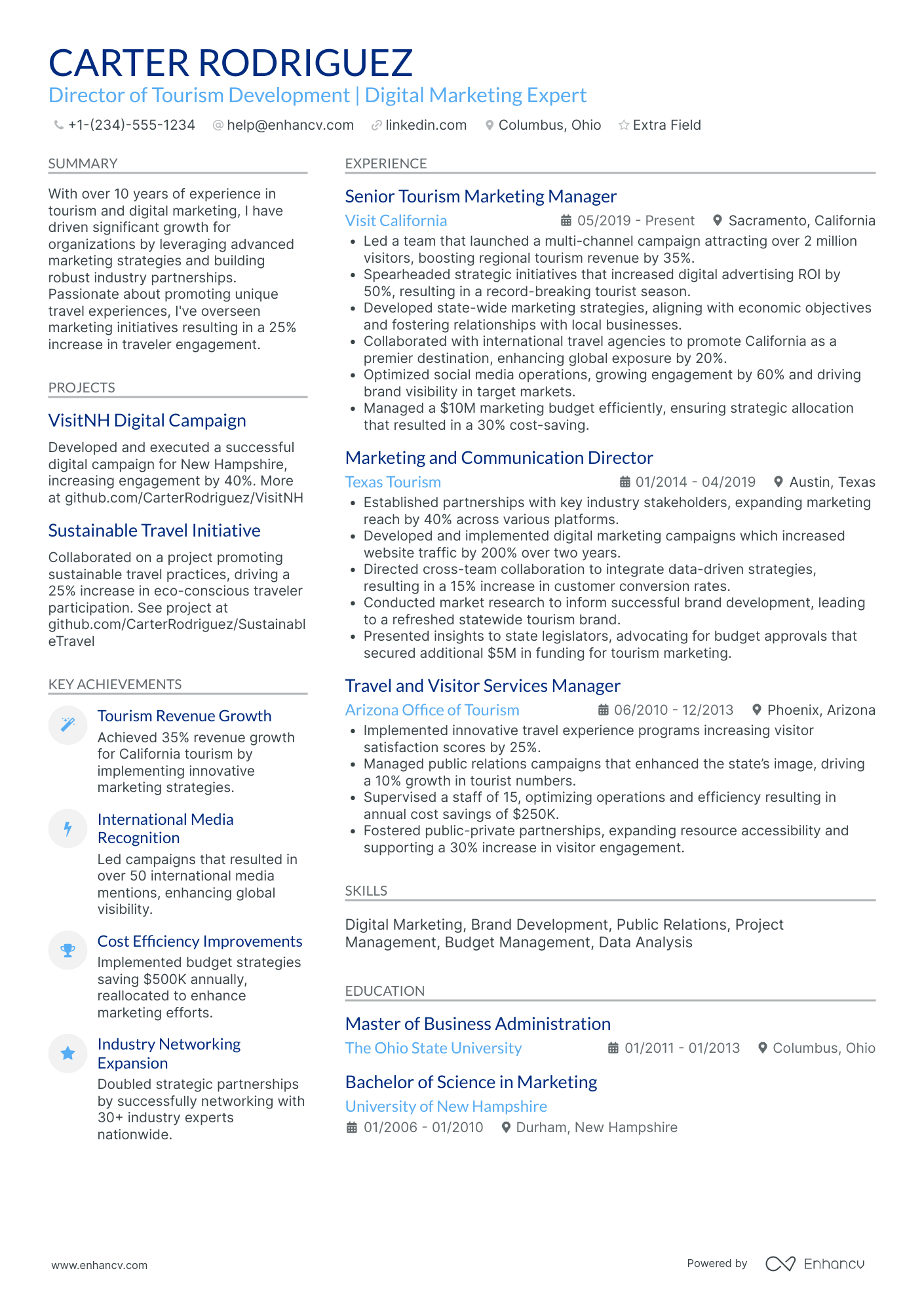 iOS Developer, Travel and Tourism Resume Example