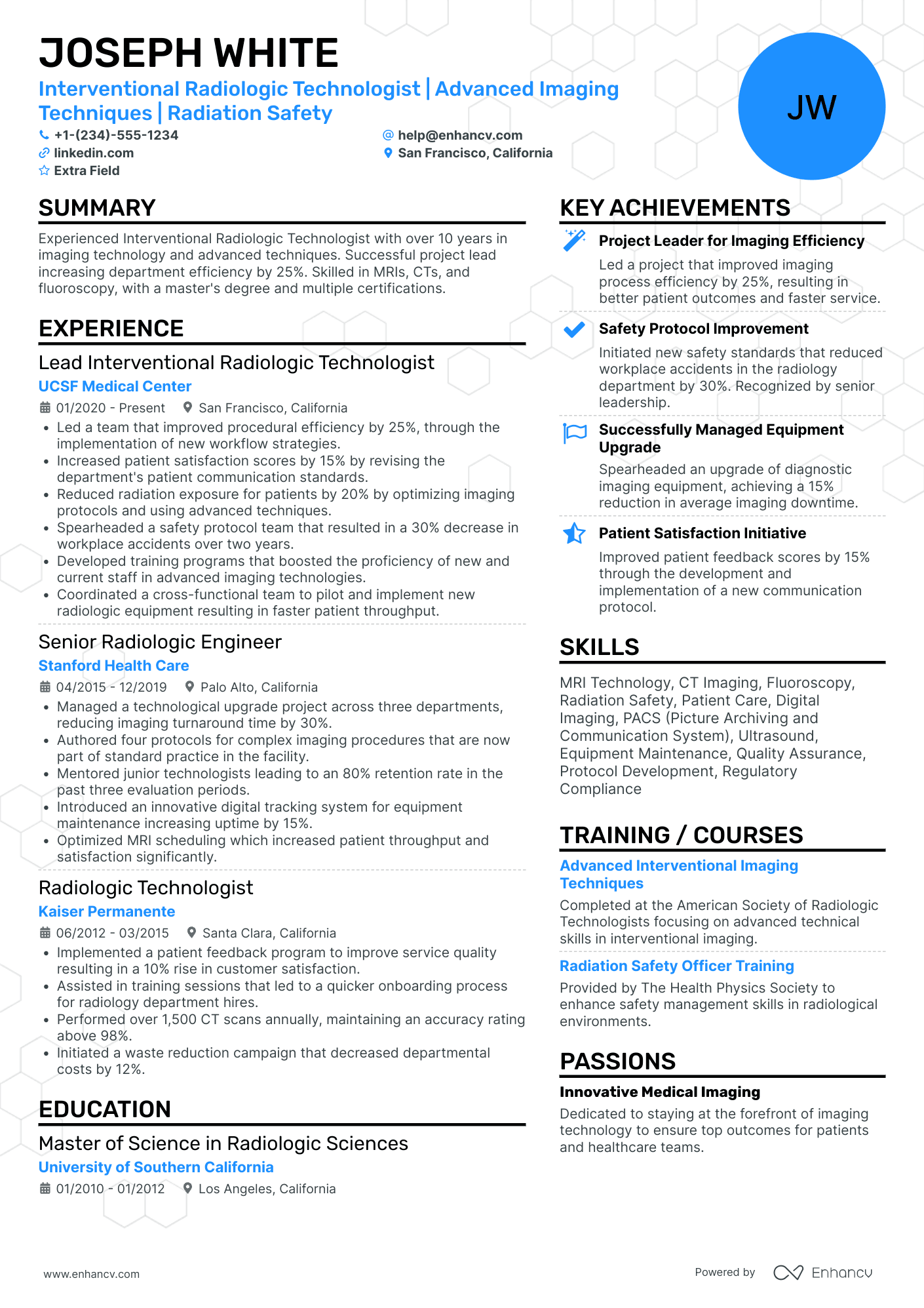 Interventional Radiologic Technologist Resume Example