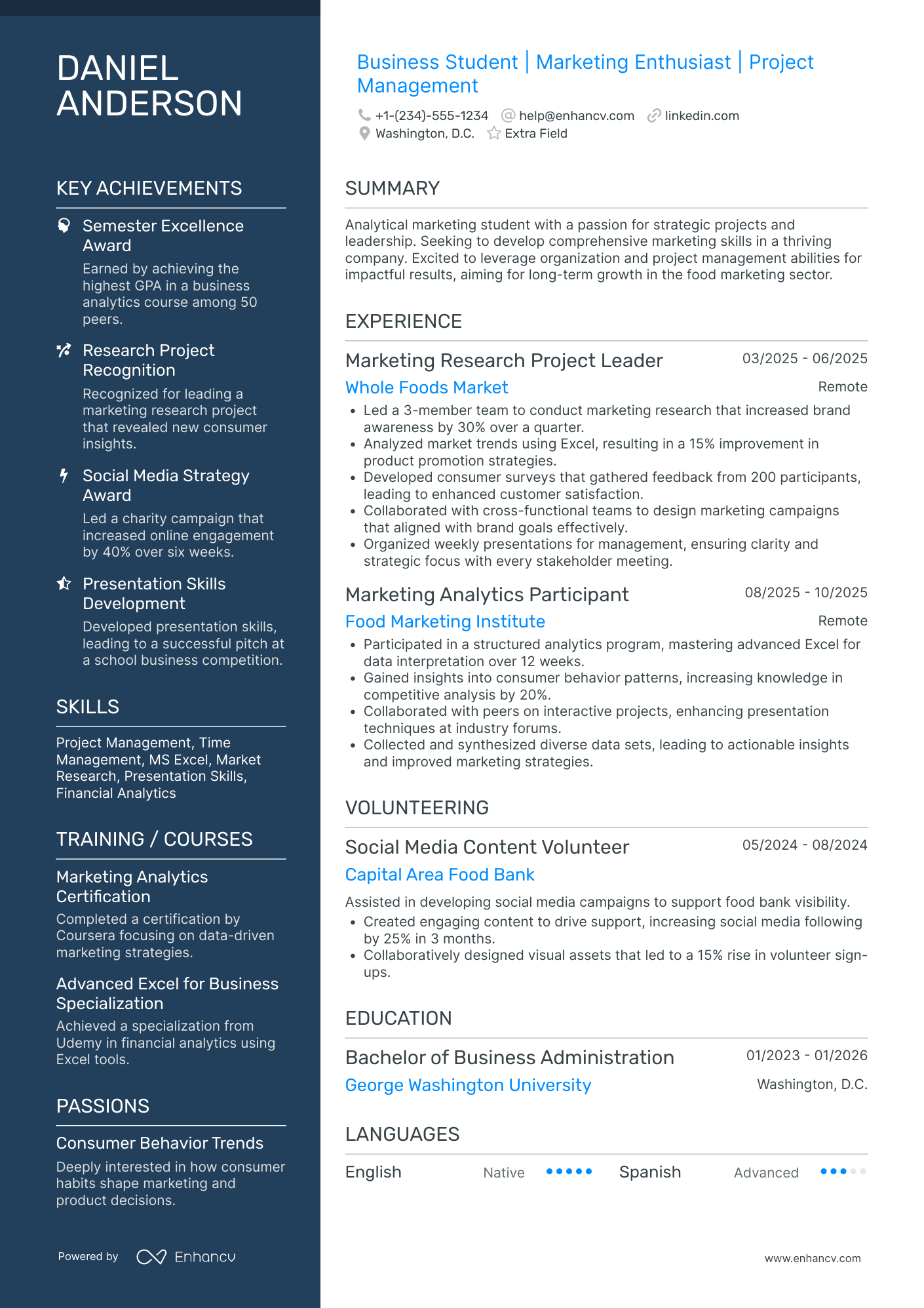 Affiliate Marketing Intern Resume Example