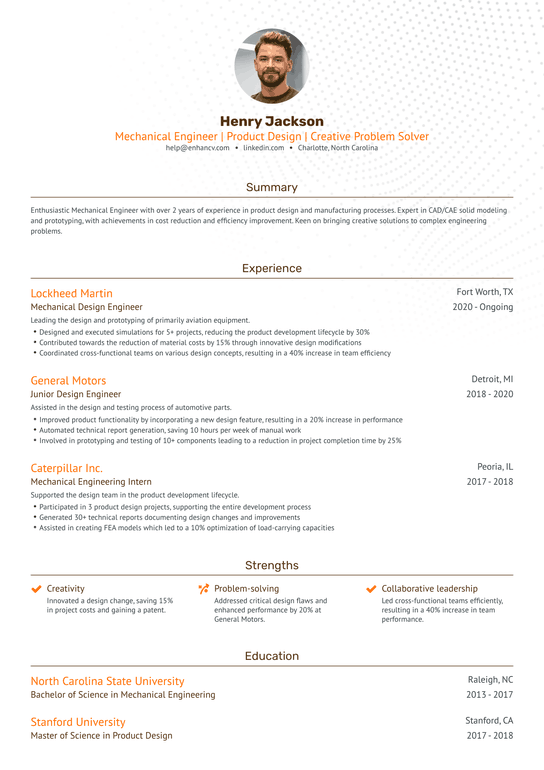 Product Design Engineer Resume Example