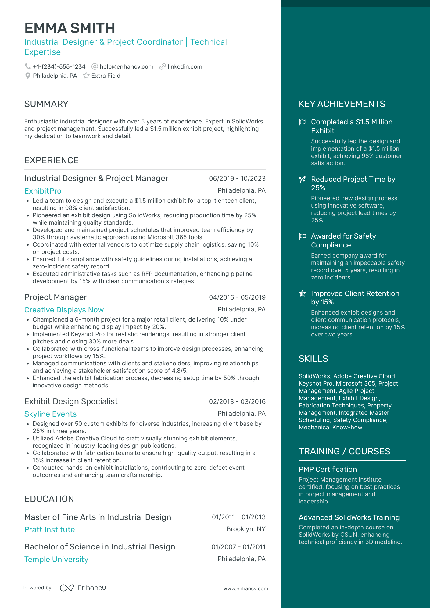 Industrial Design Coordinator Resume Example